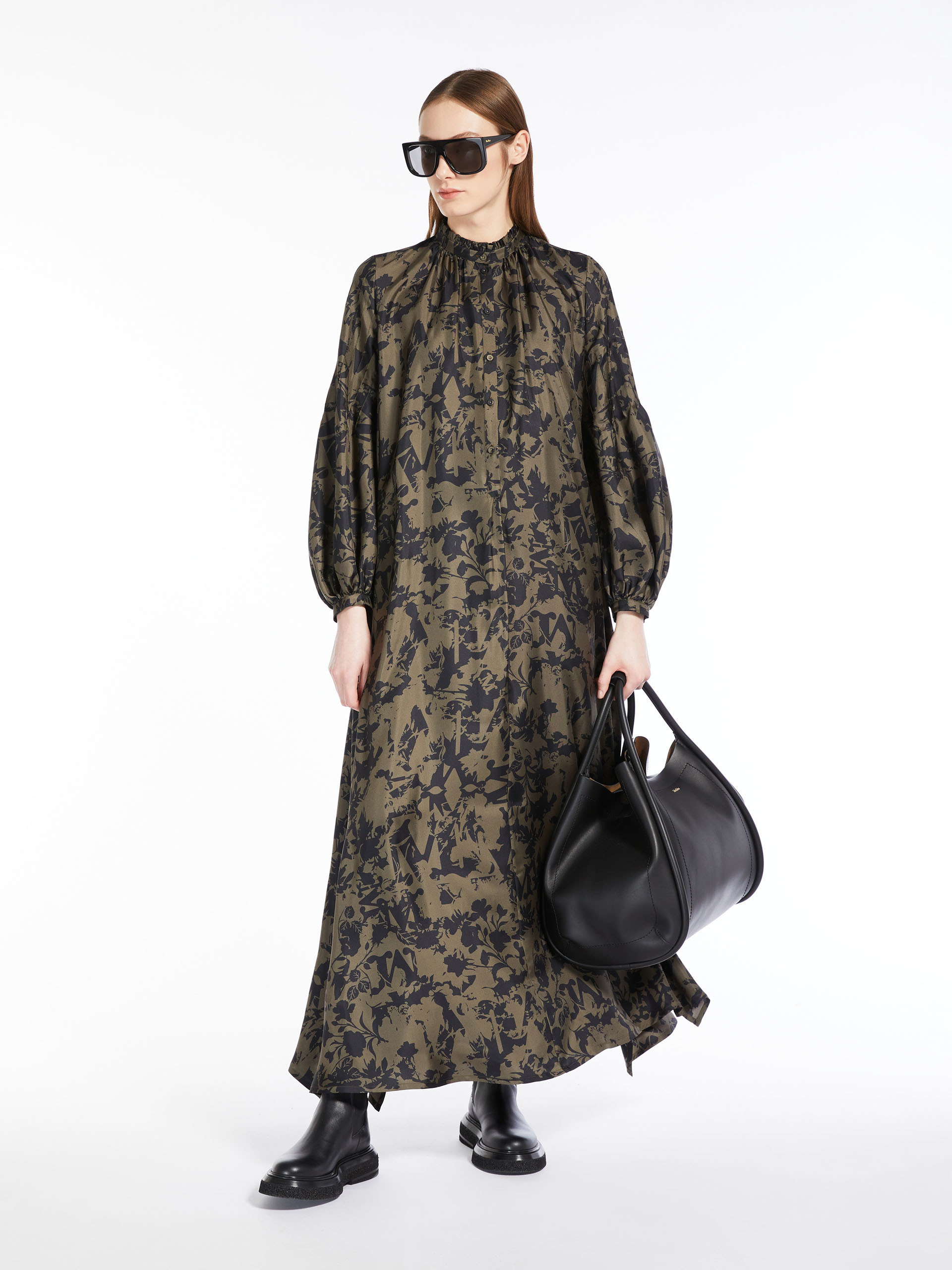 MAX MARA - Printed silk twill dress - KAKI - MAX MARA SALE