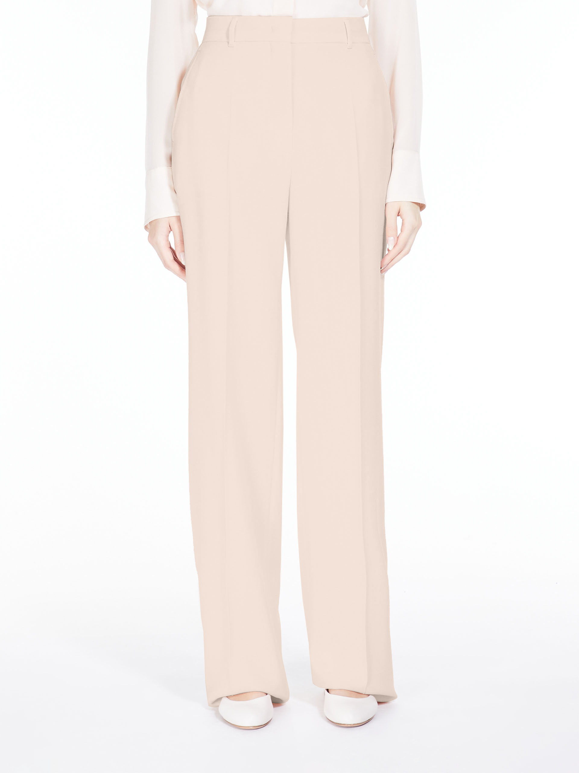 MAX MARA - Long wool crepe trousers - POWDER - MAX MARA SALE