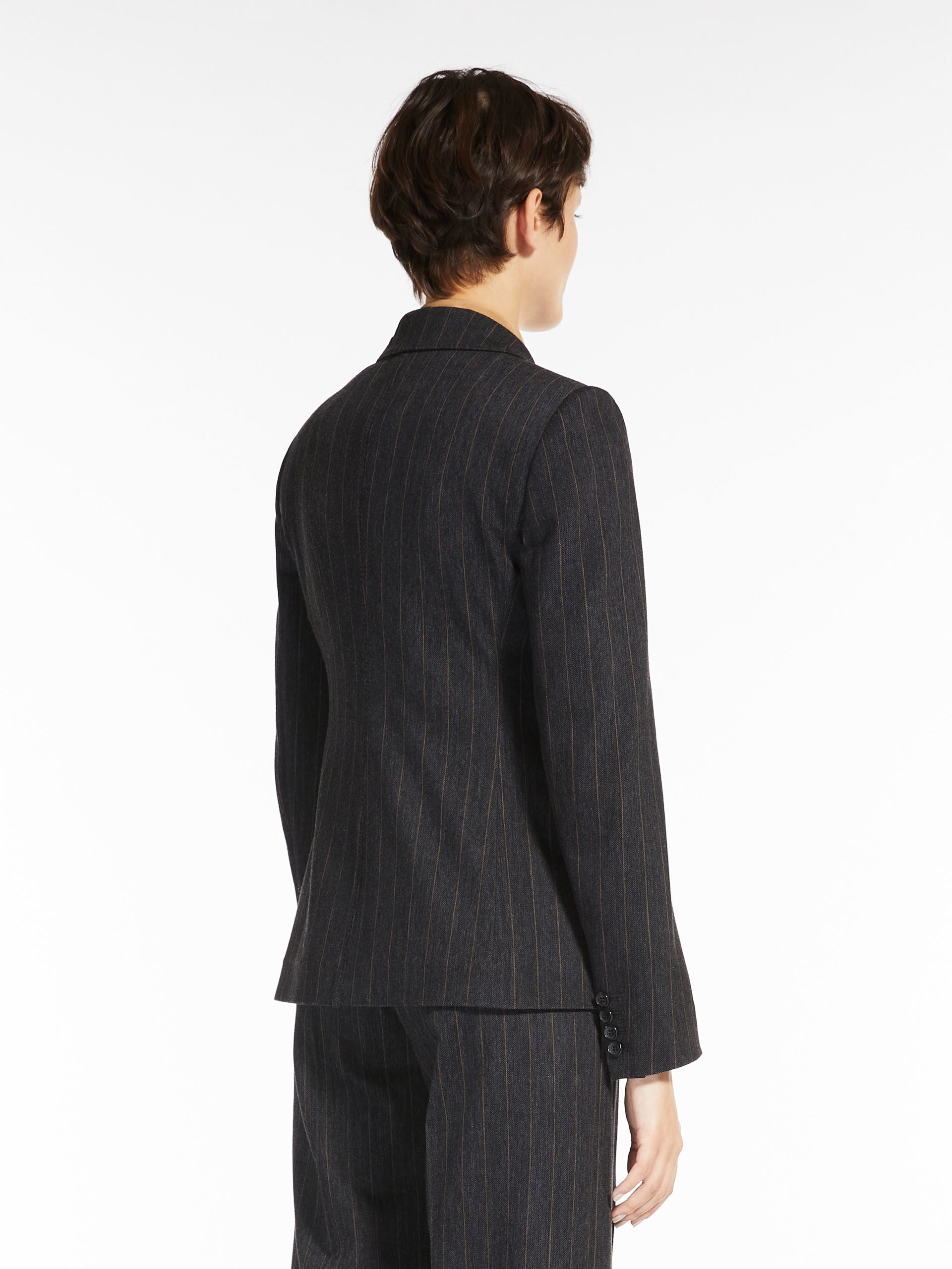 MAX MARA - Double-breasted blazer in pinstriped jersey -DARK GREY - MAX MARA SALE