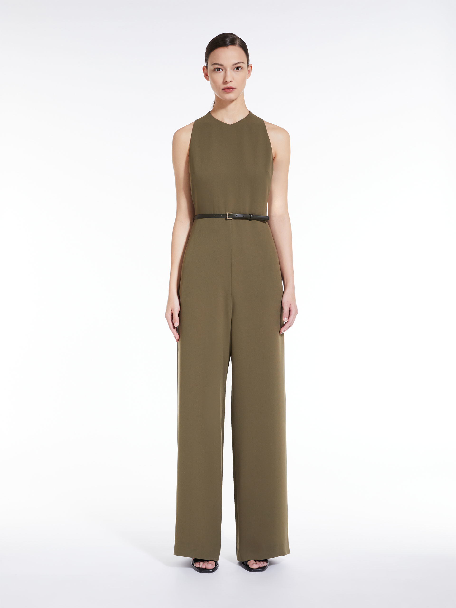 MAX MARA - Wide leg cady jumpsuit - OLIVE GREEN - MAX MARA SALE