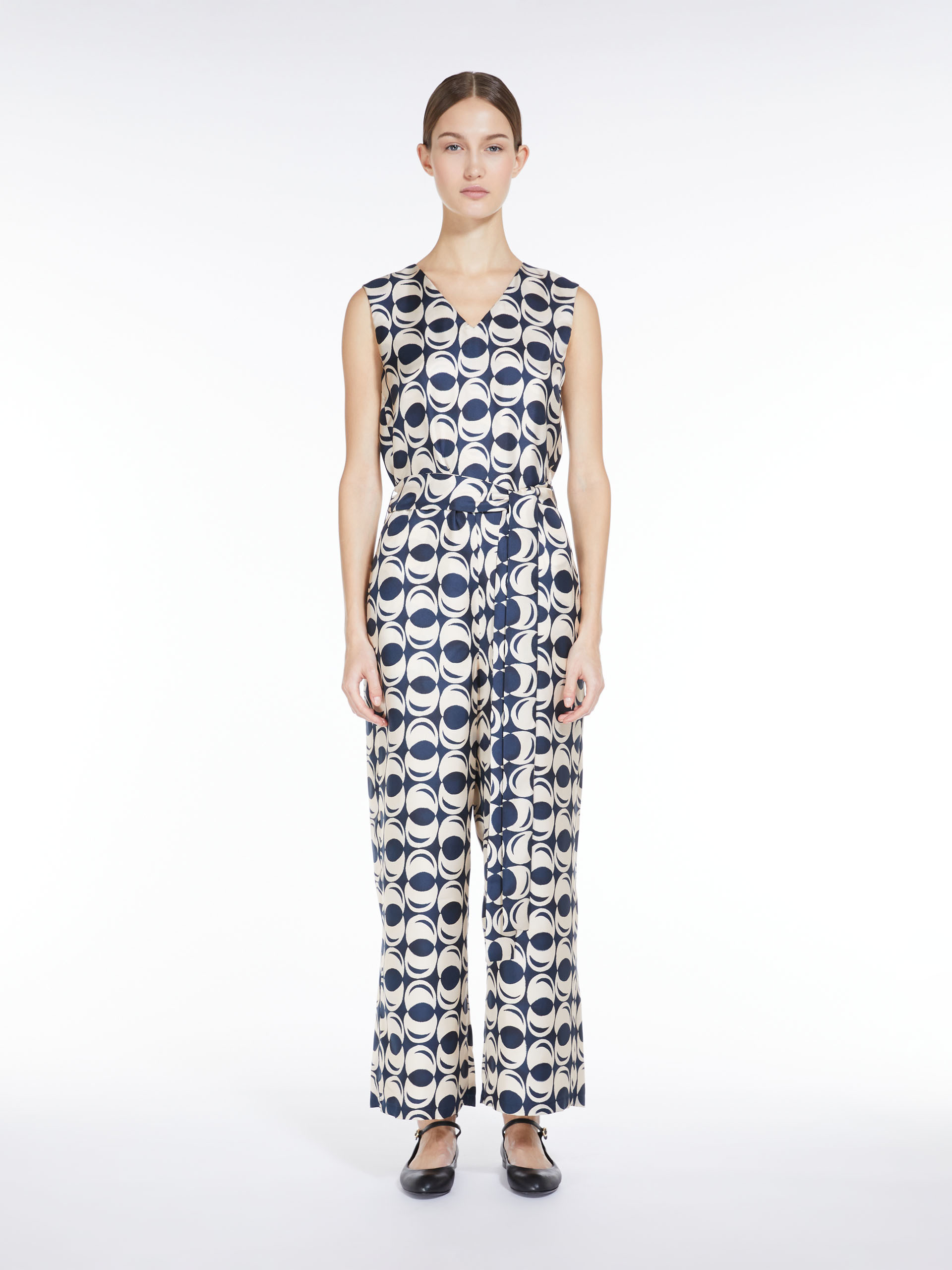 MAX MARA - Printed silk twill jumpsuit - NAVY - MAX MARA SALE