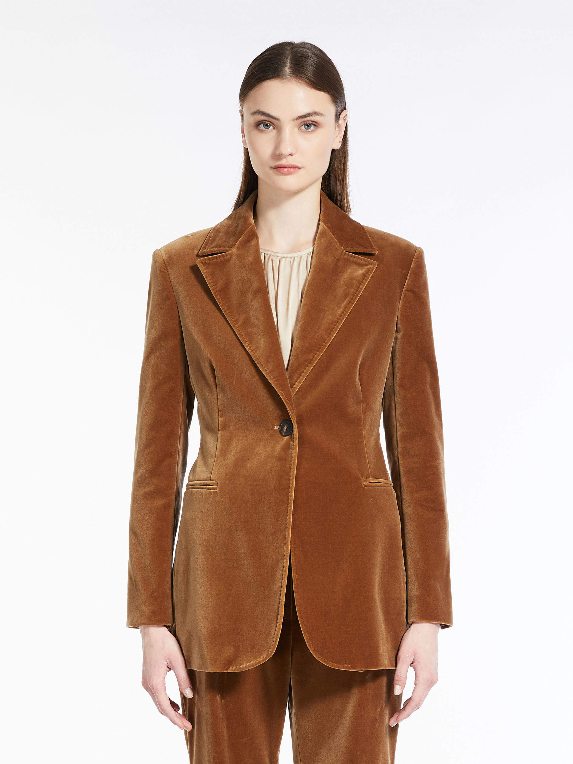 MAX MARA - Cotton velvet blazer - CAMEL - MAX MARA SALE