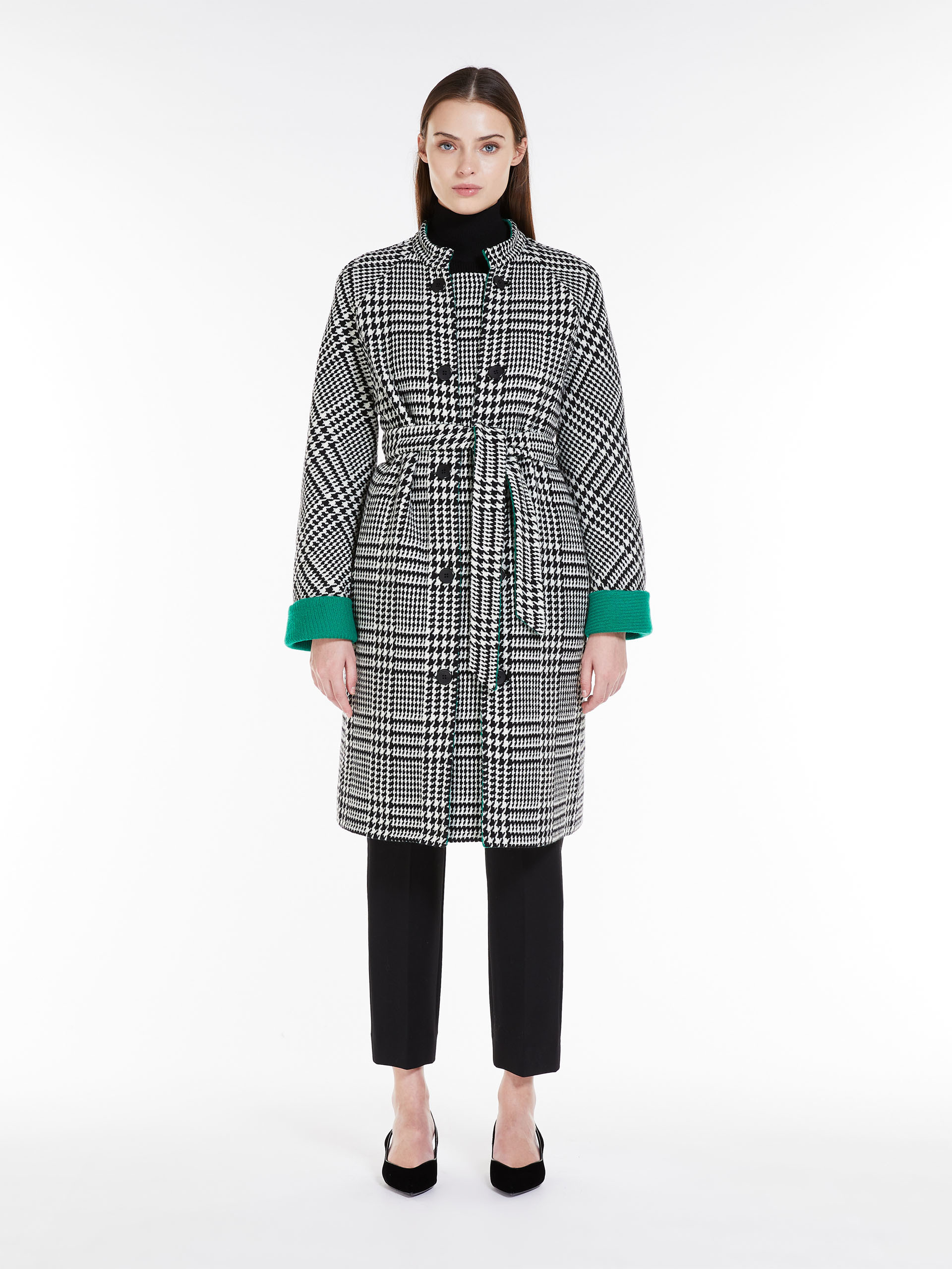 MAX MARA - Flared coat in patterned wool - BLACK WHITE - MAX MARA SALE