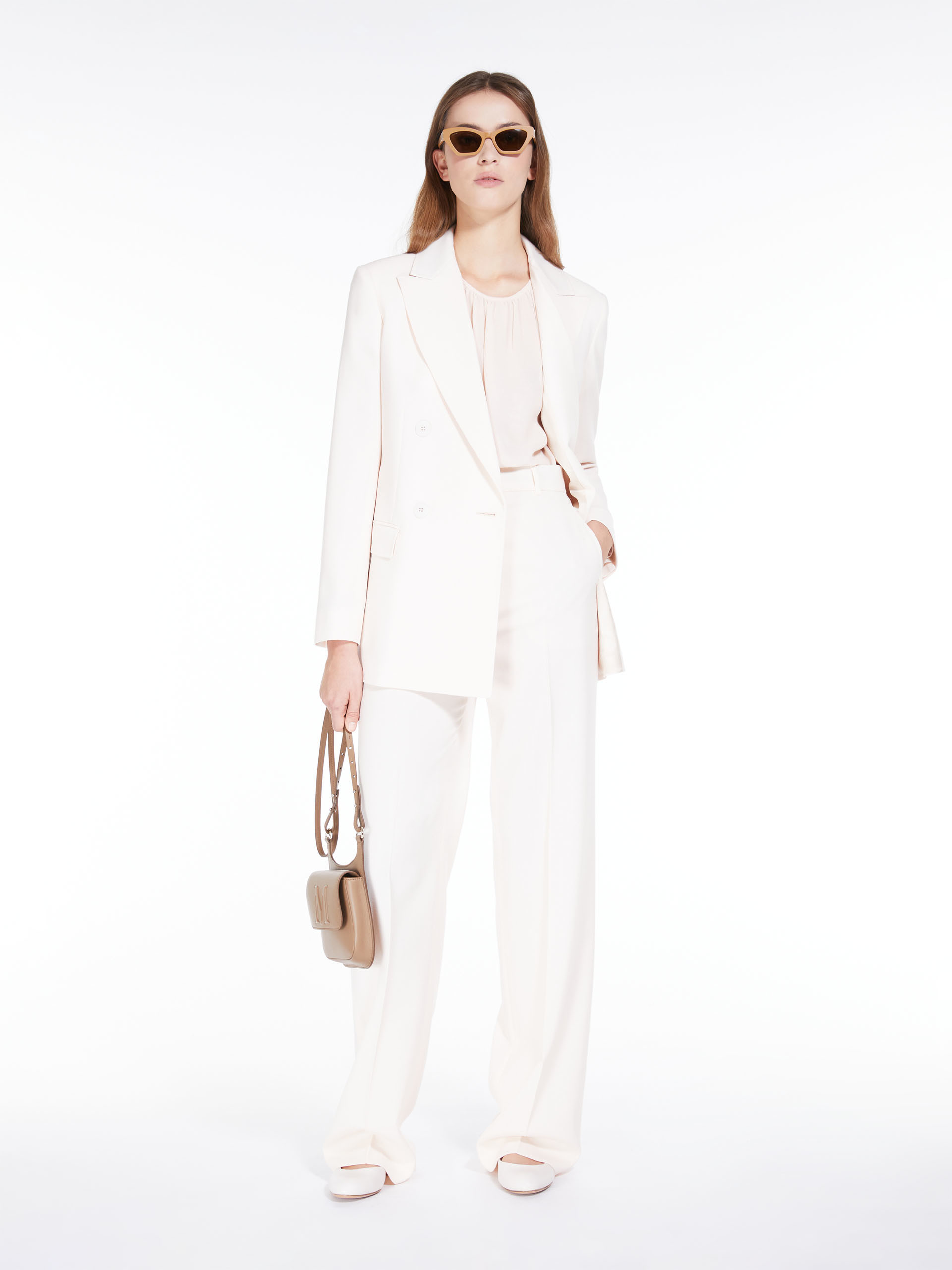 MAX MARA - Georgette blouse with wide sleeves - POWDER - MAX MARA SALE