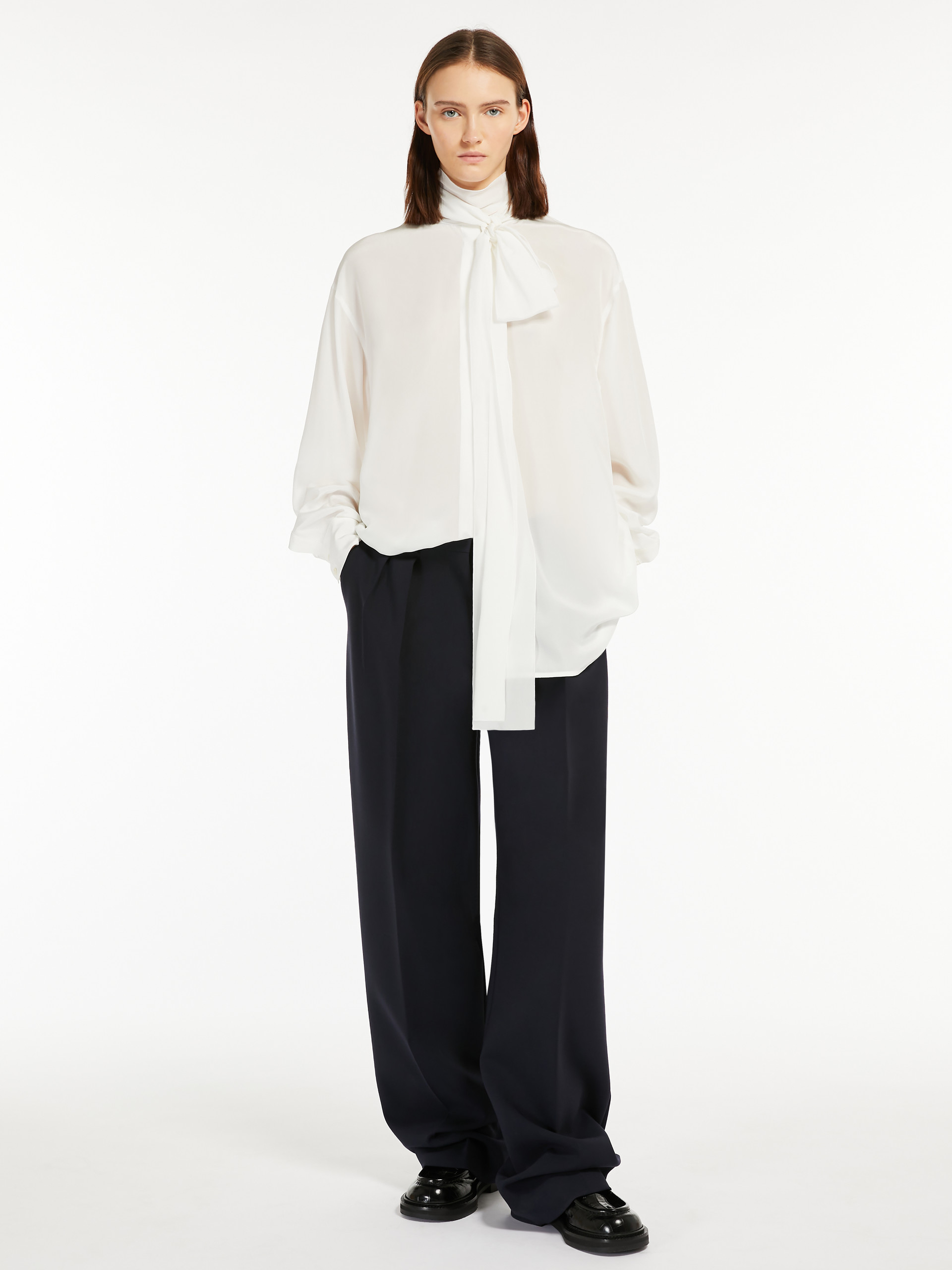 MAX MARA - Sash-adorned silk blouse - MILK - MAX MARA SALE