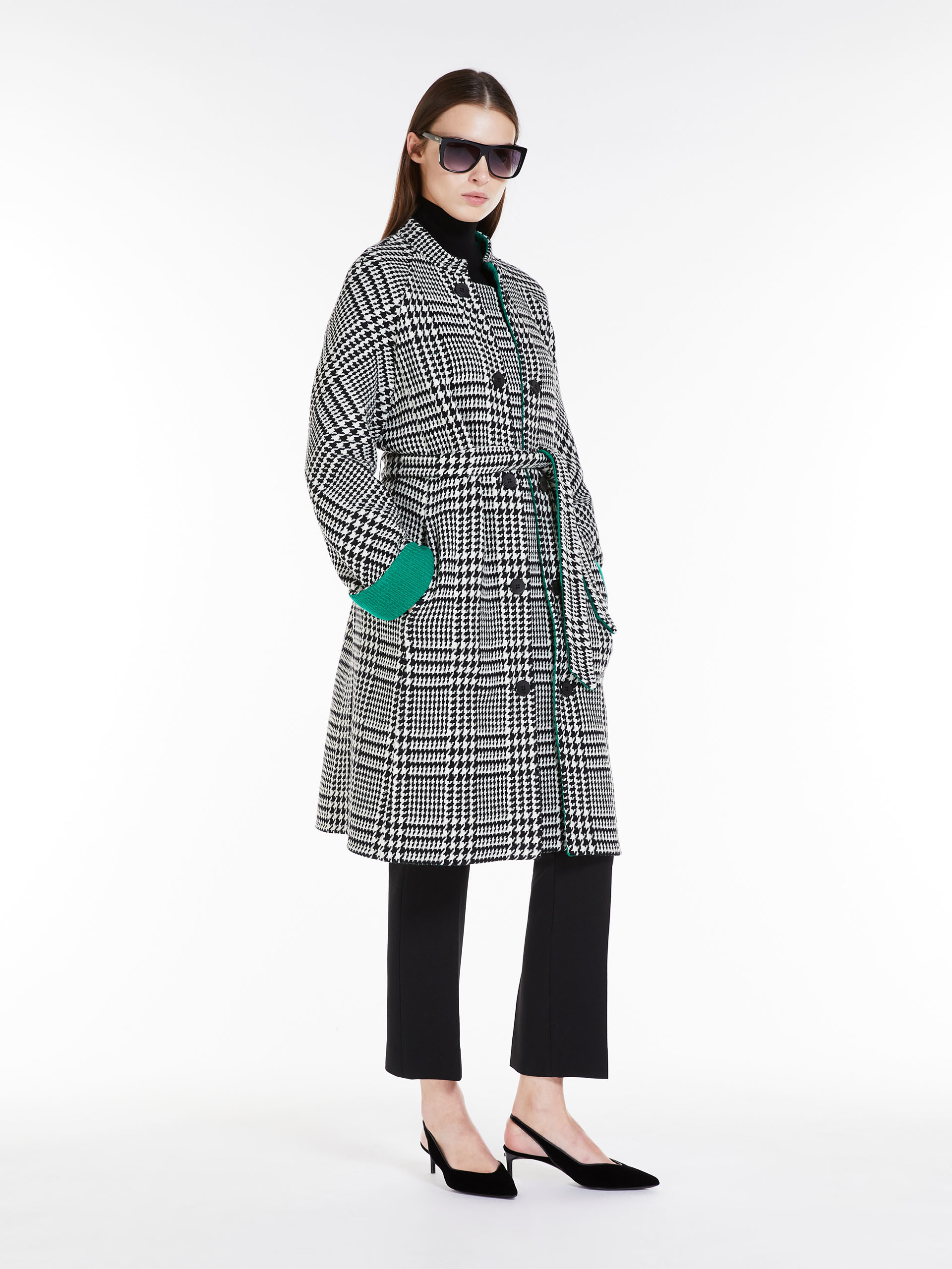 MAX MARA - Flared coat in patterned wool - BLACK WHITE - MAX MARA SALE