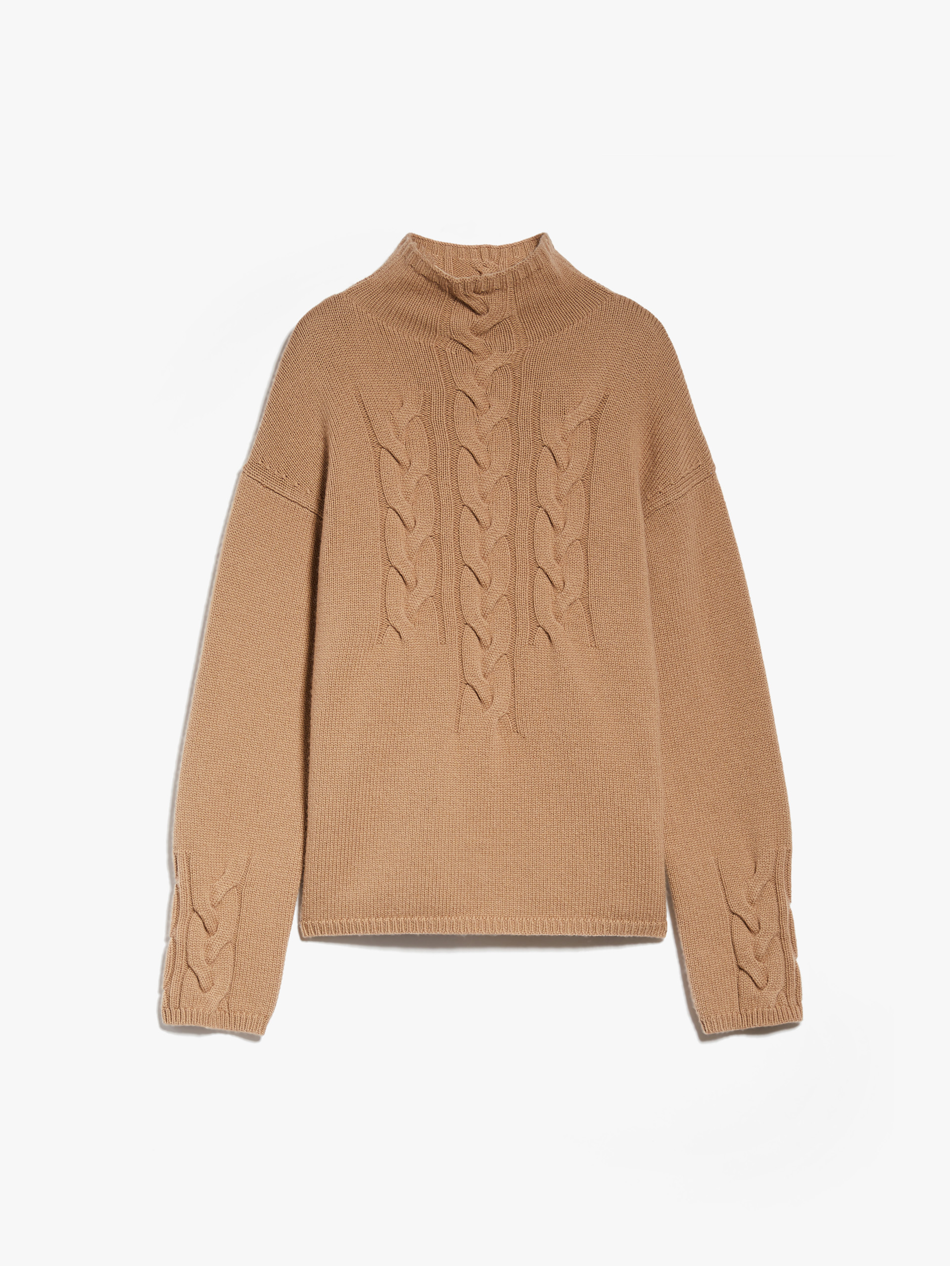 MAX MARA - Cable-knit wool and cashmere polo-neck sweater - CAMEL - MAX MARA SALE