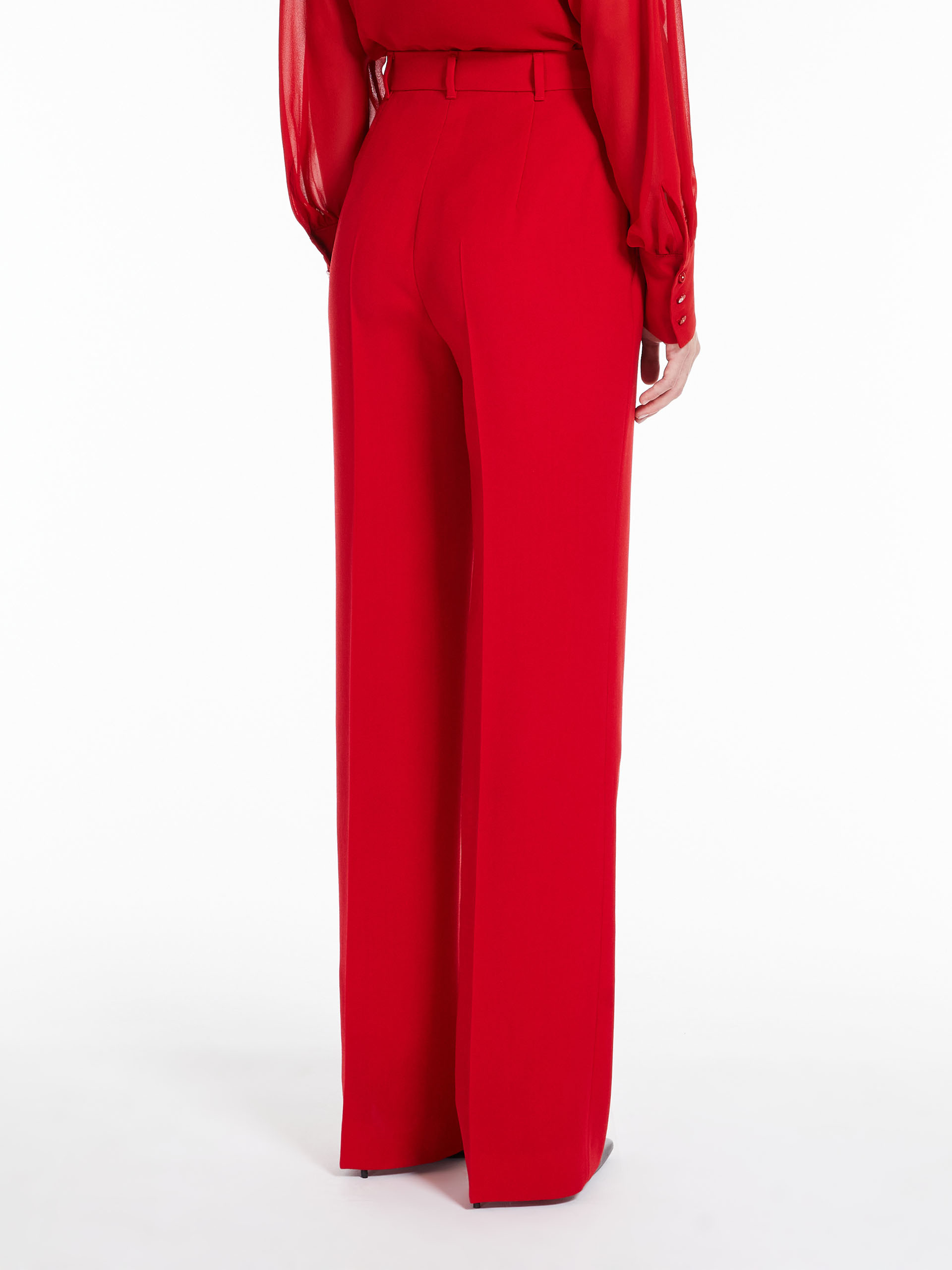 MAX MARA - Long wool crepe trousers - RED - MAX MARA SALE
