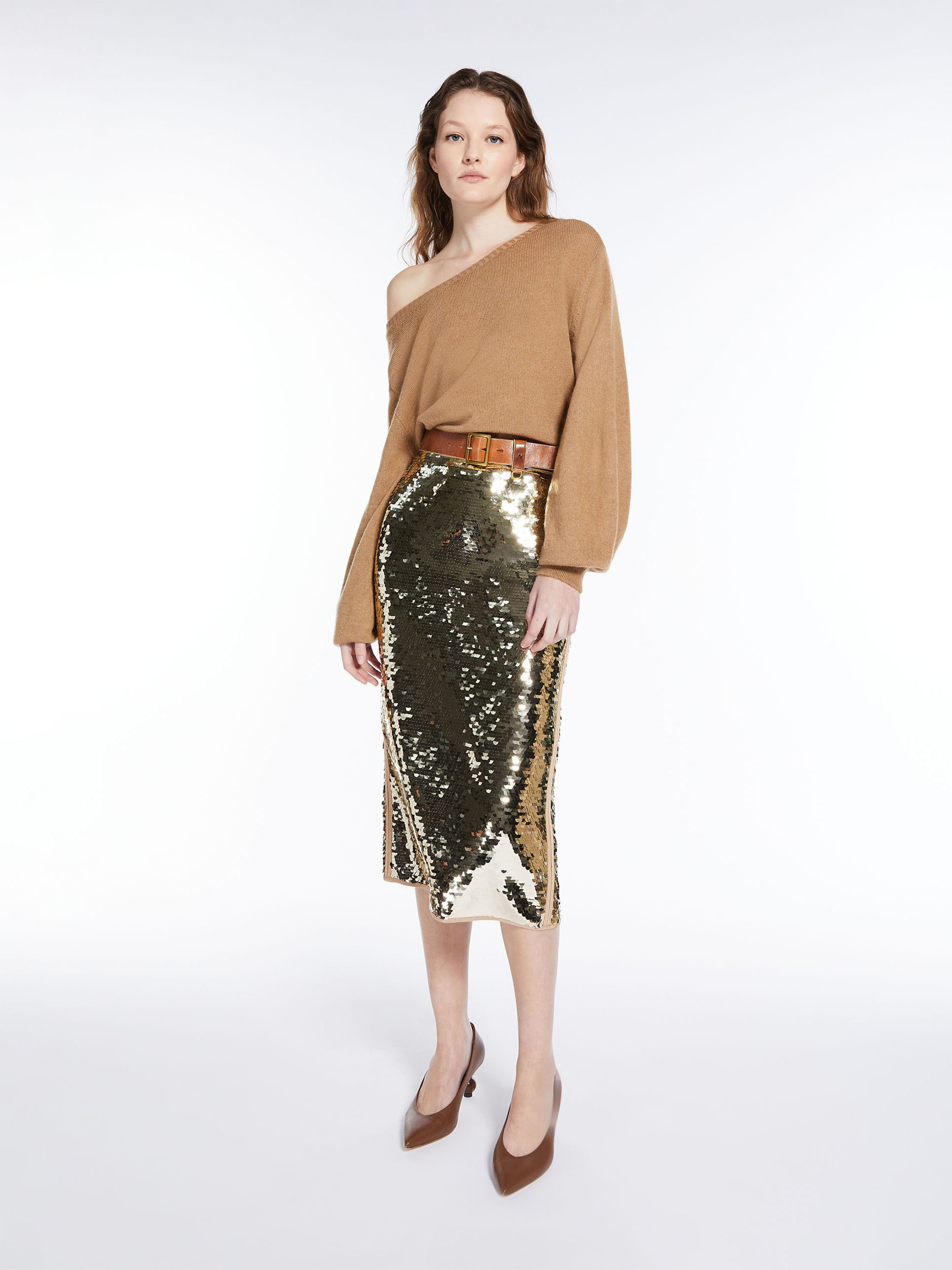 MAX MARA - Mohair yarn V-neck sweater - CAMEL - MAX MARA SALE