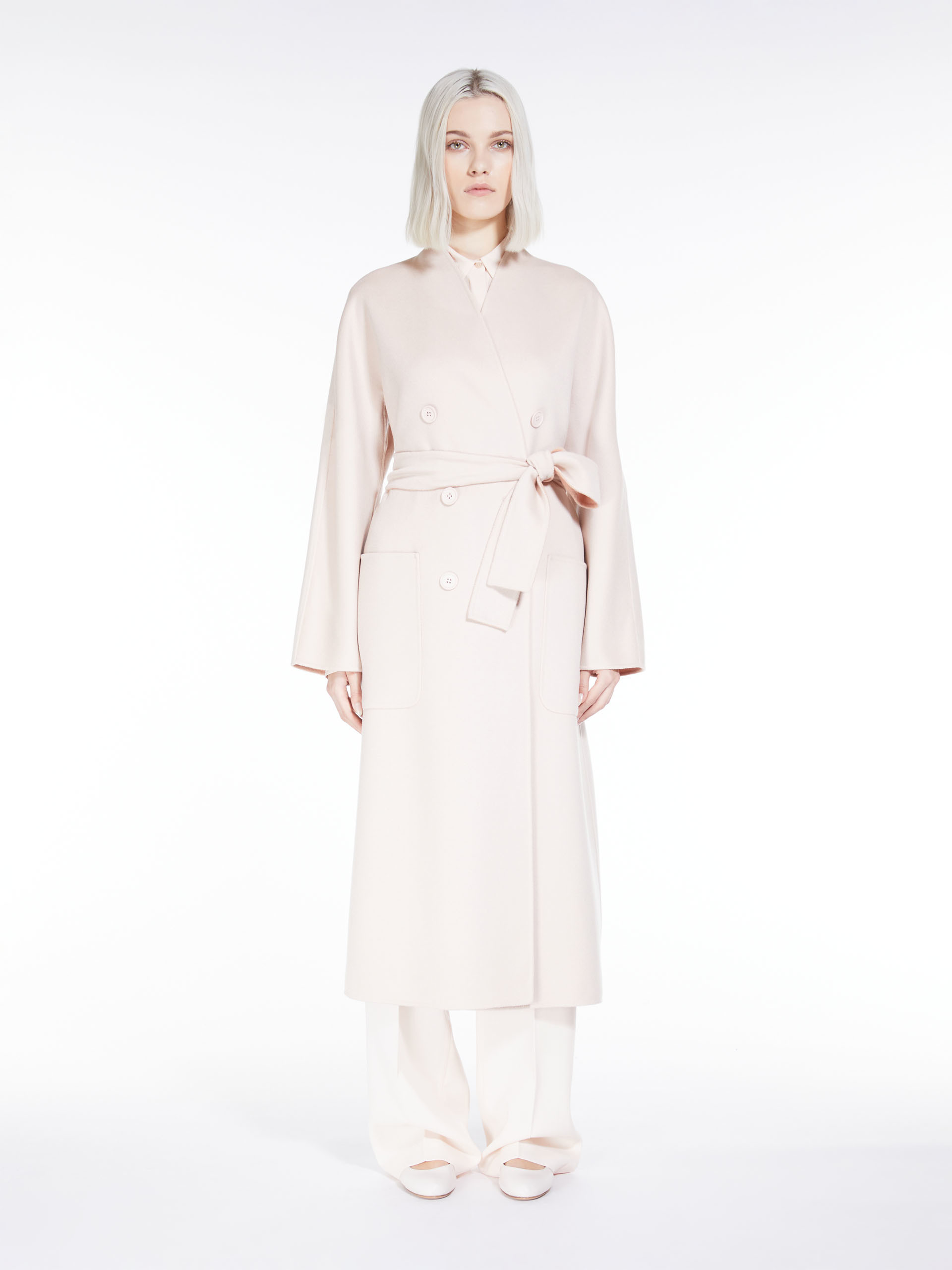 MAX MARA - Double-breasted wool and cashmere coat - POWDER - MAX MARA SALE