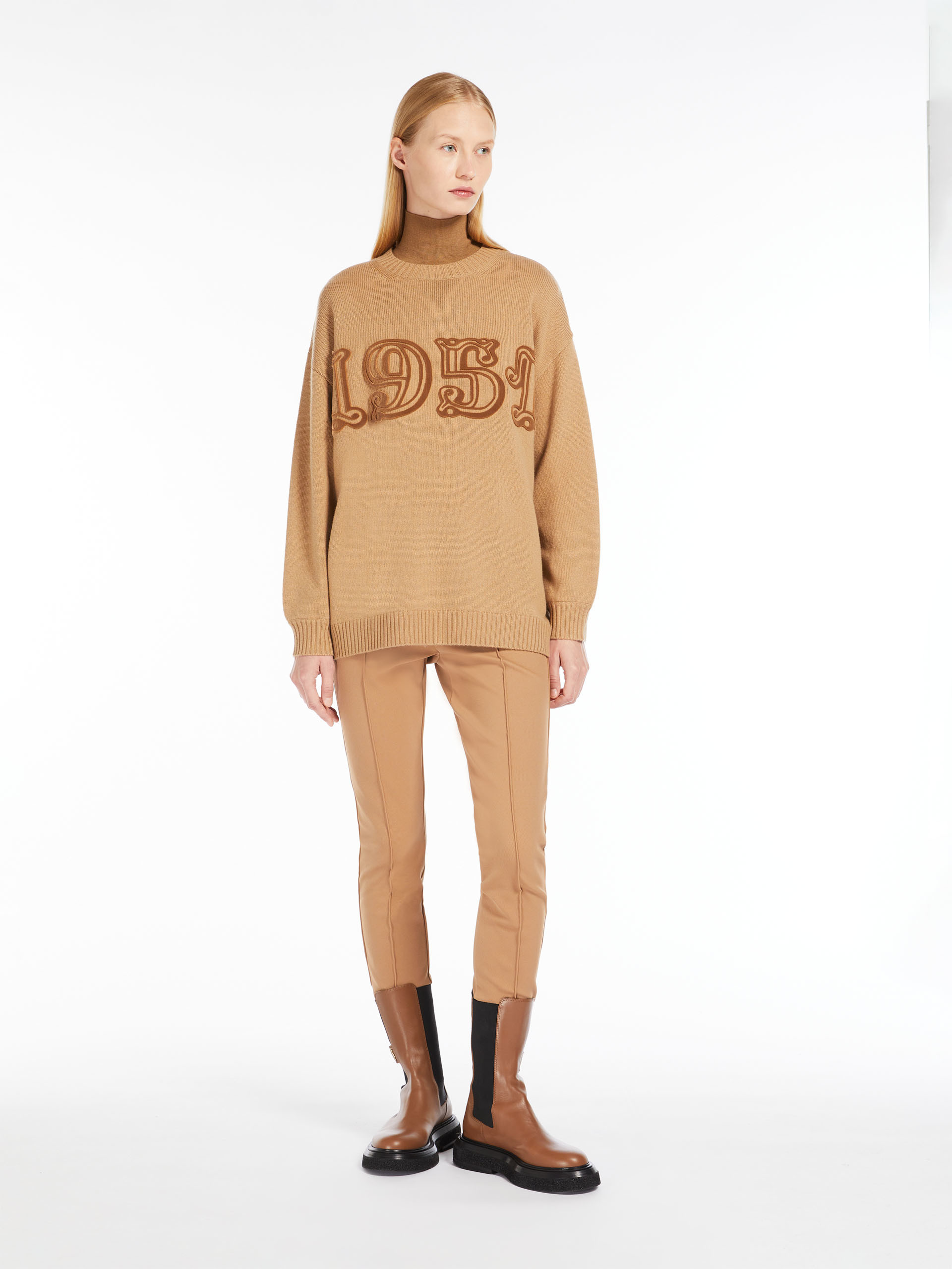 MAX MARA - Wool and cashmere monogram pullover - CAMEL - MAX MARA SALE