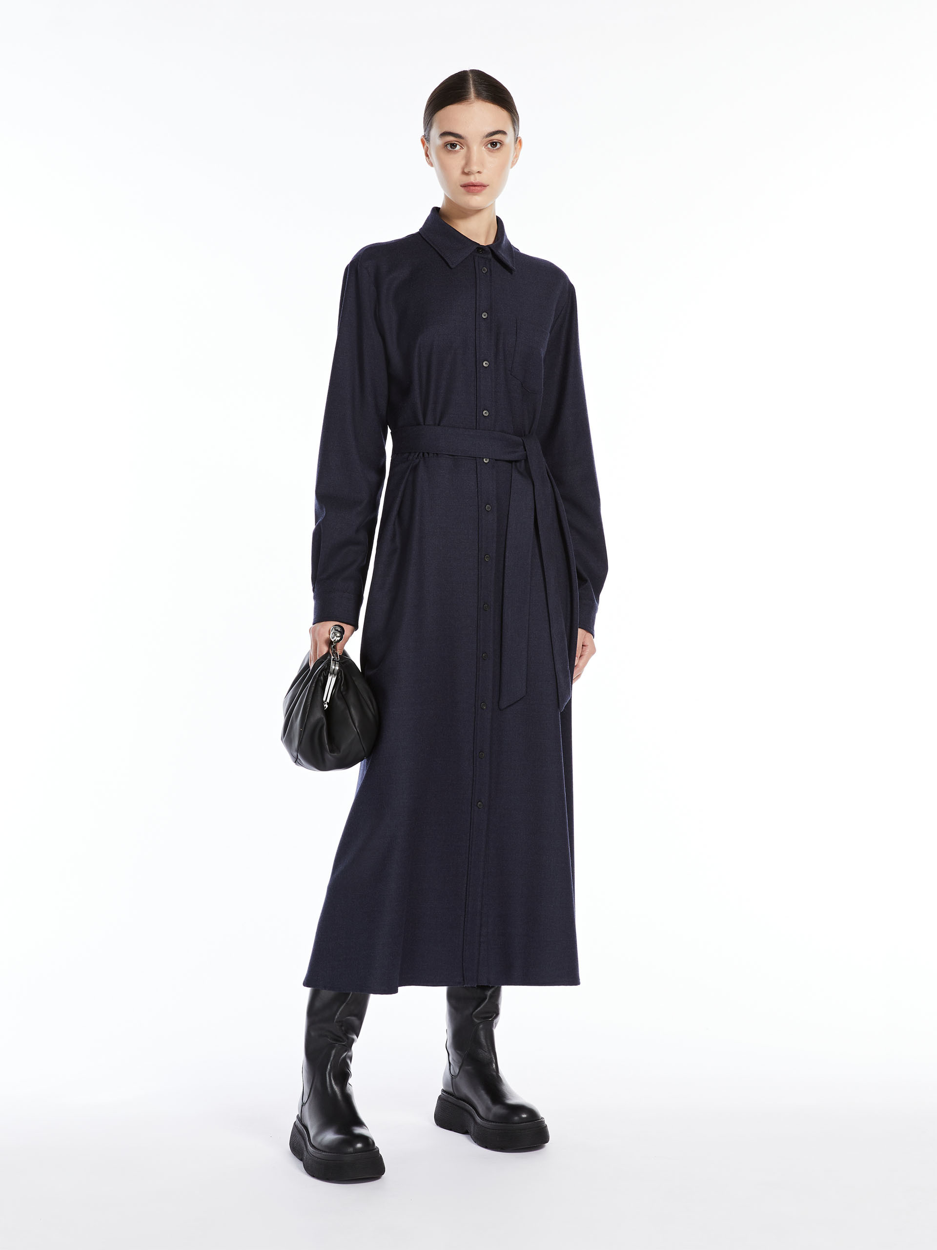 MAX MARA - Wool flannel dress - ULTRAMARINE - MAX MARA SALE