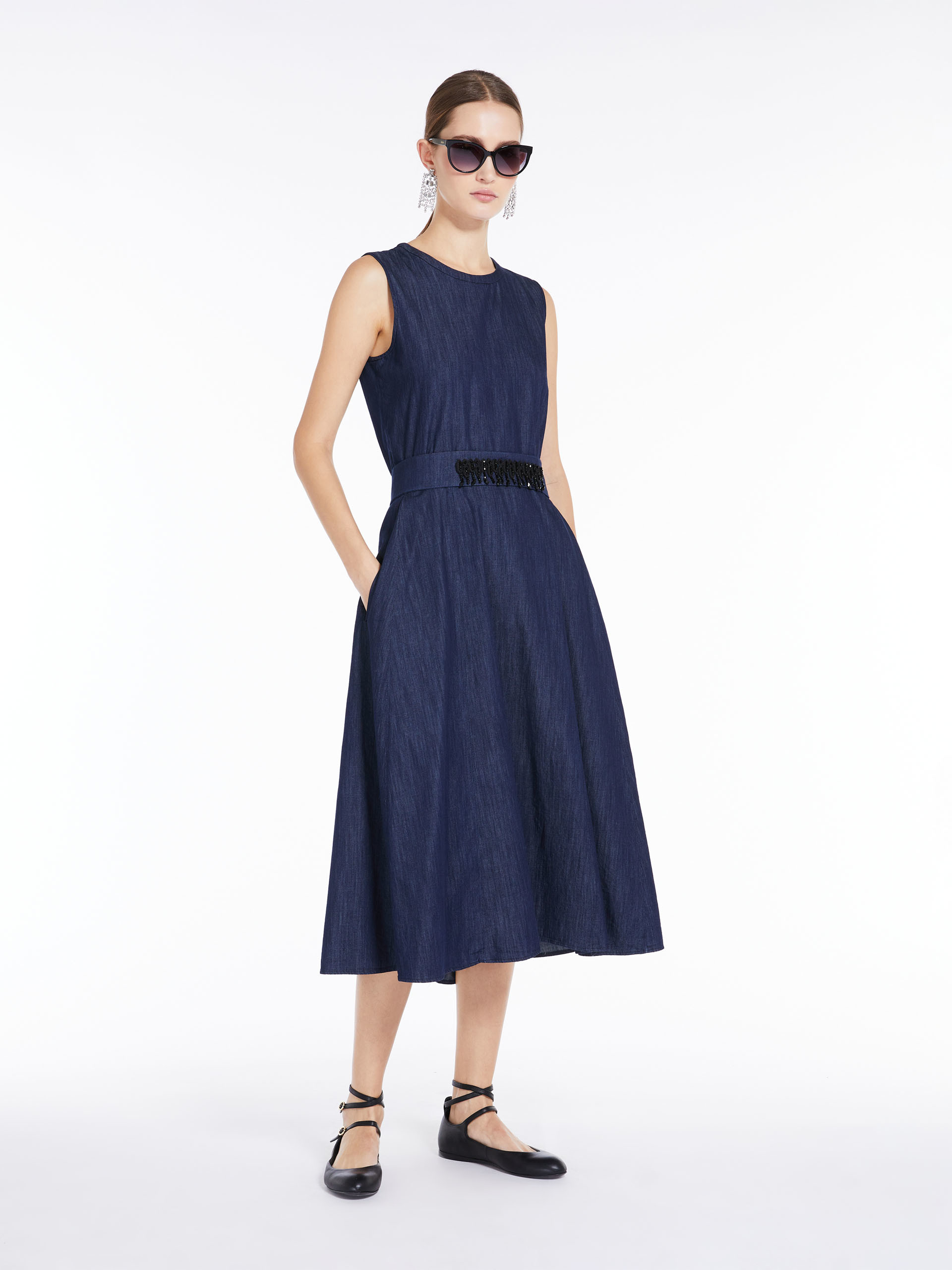 MAX MARA - Cotton denim dress - NAVY - MAX MARA SALE