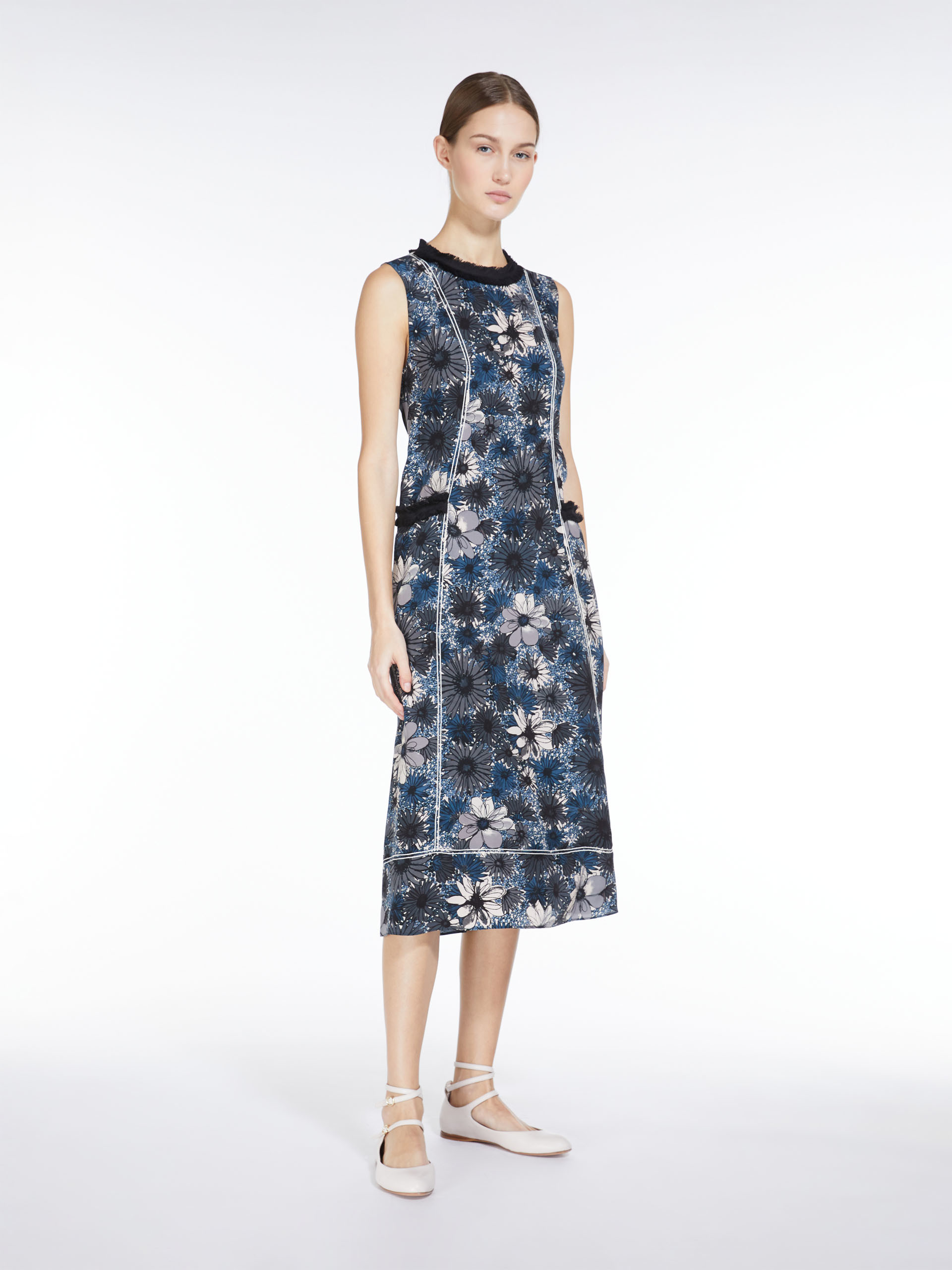 MAX MARA - Printed crepe de chine dress - LIGHT BLUE - MAX MARA SALE