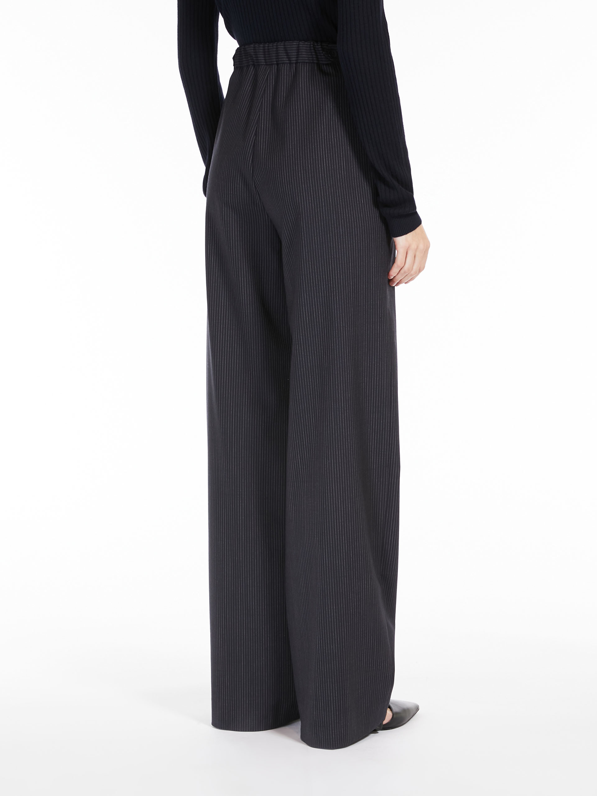 MAX MARA - Fluid-fit pinstripe gabardine trousers - NAVY - MAX MARA SALE