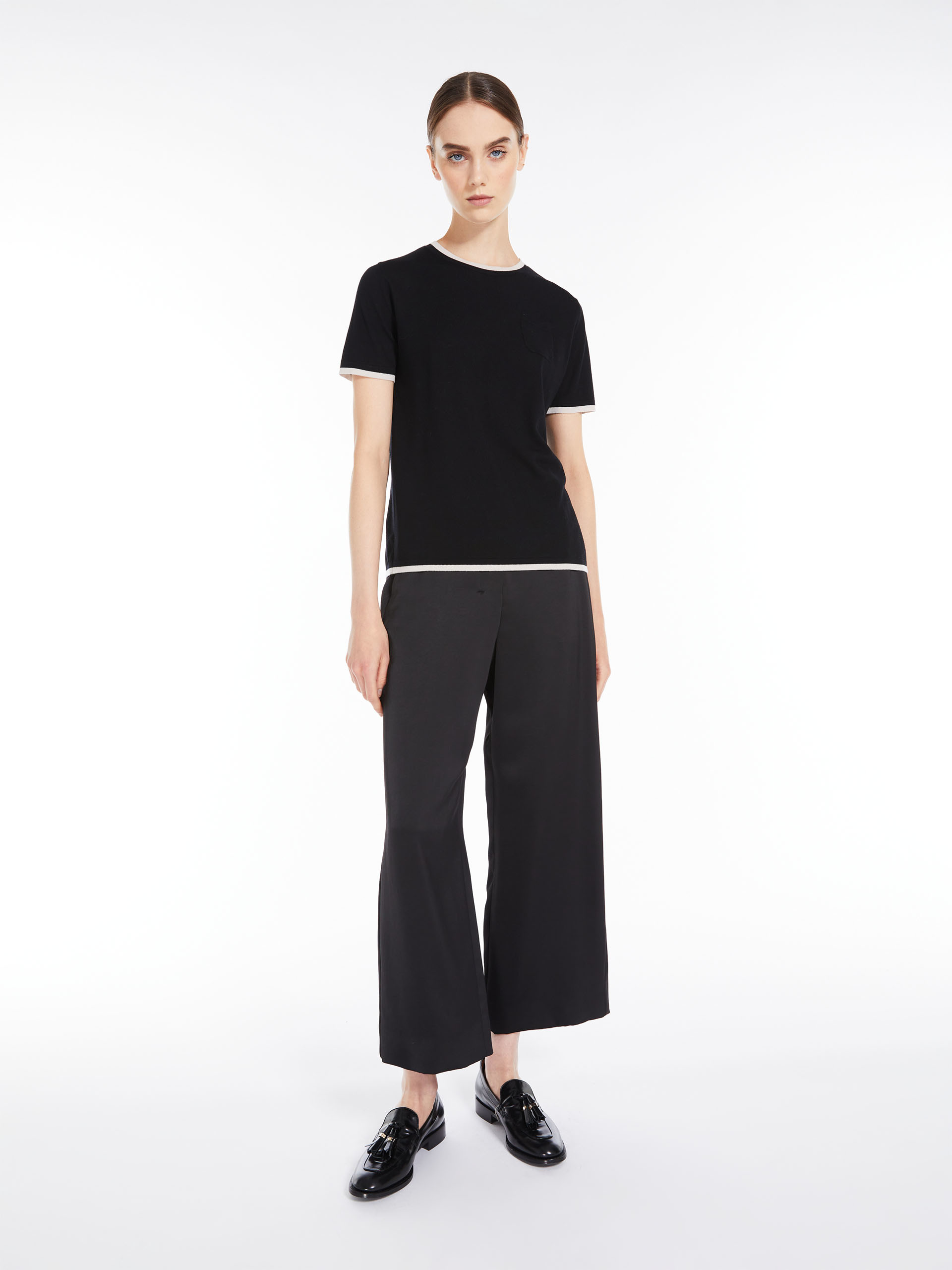 MAX MARA - Wool yarn T-shirt - BLACK - MAX MARA SALE