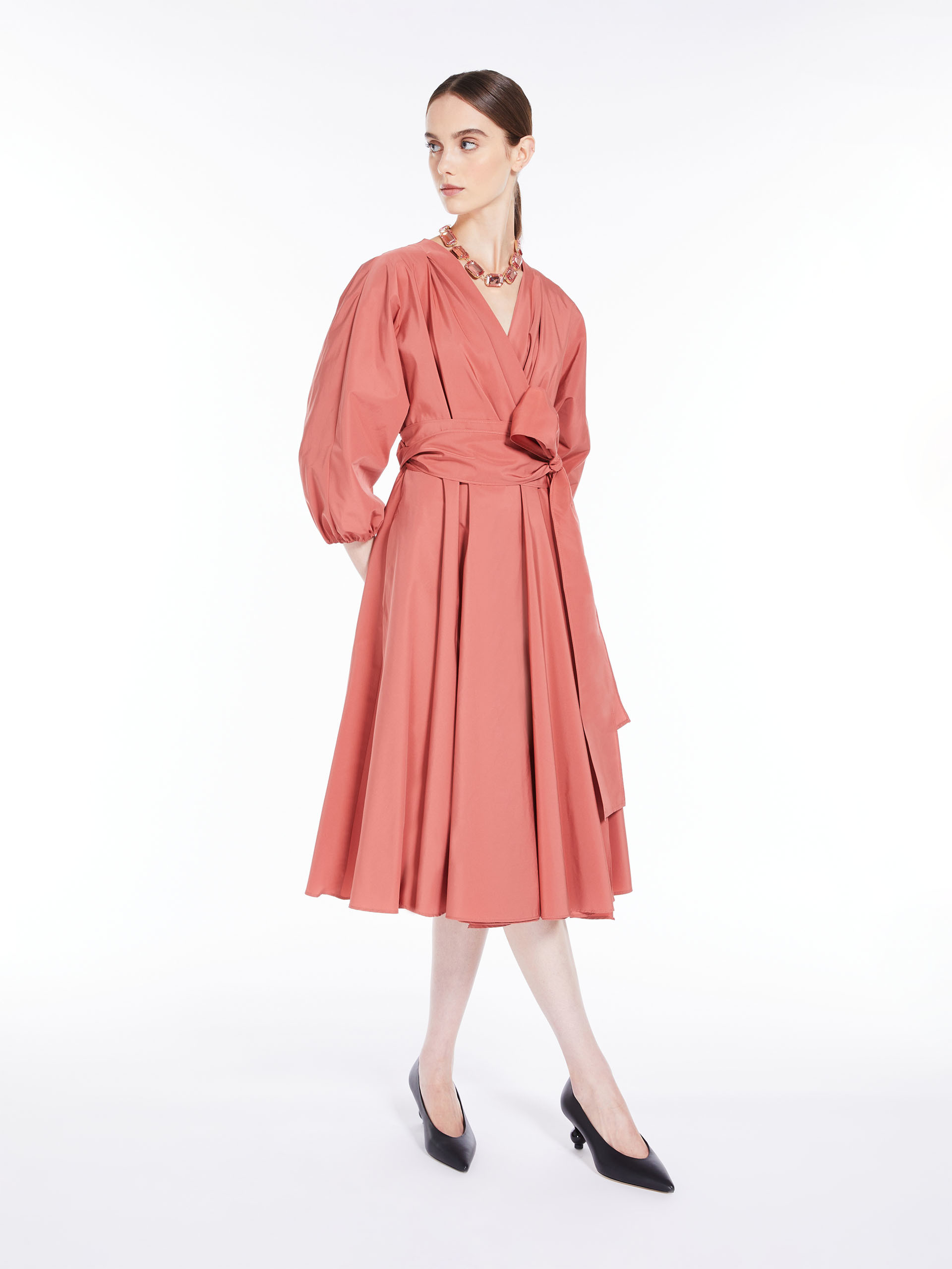 MAX MARA - Taffeta wrap dress - TERRA COTTA - MAX MARA SALE