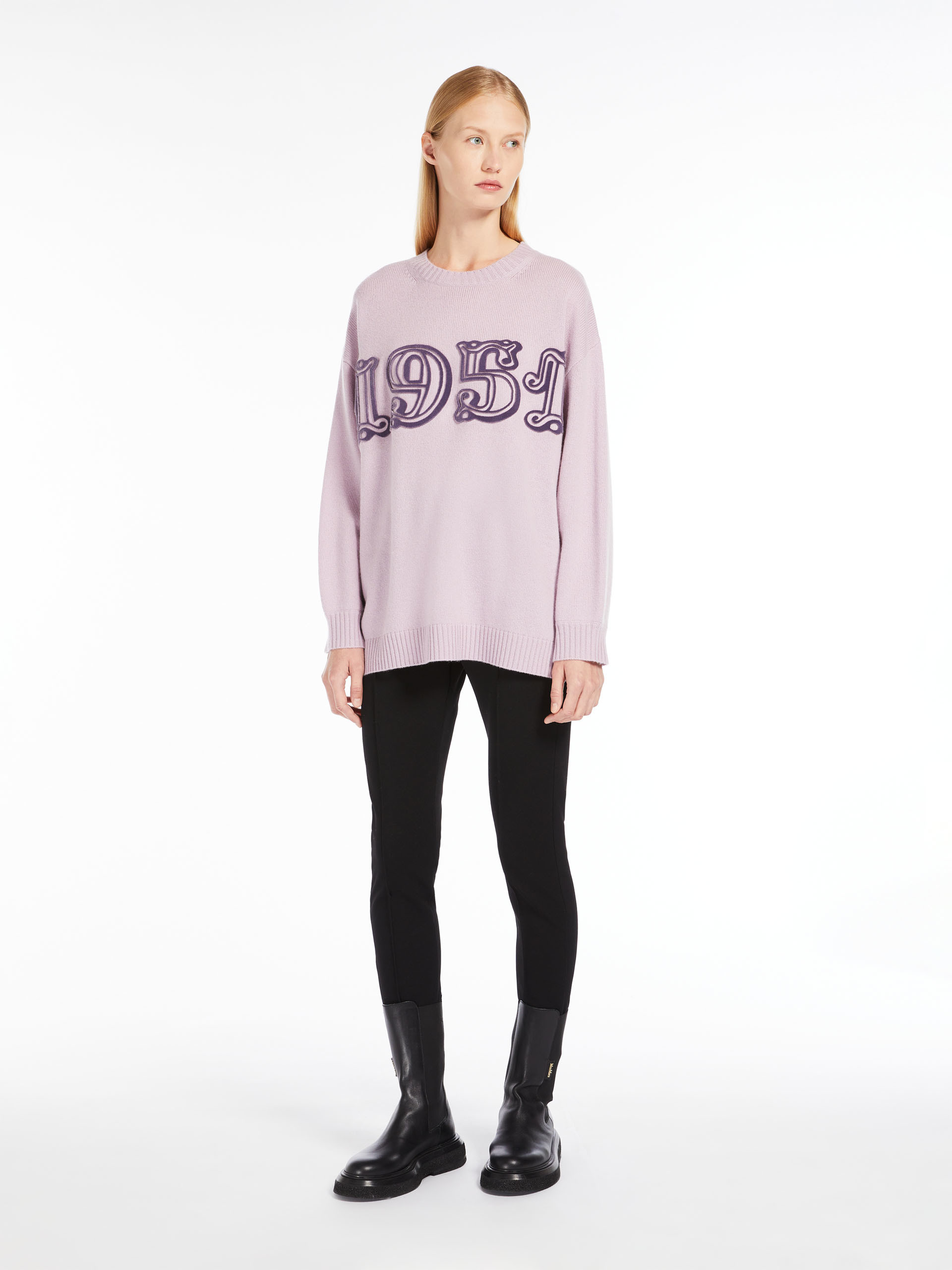MAX MARA - Wool and cashmere monogram pullover - LILAC - MAX MARA SALE