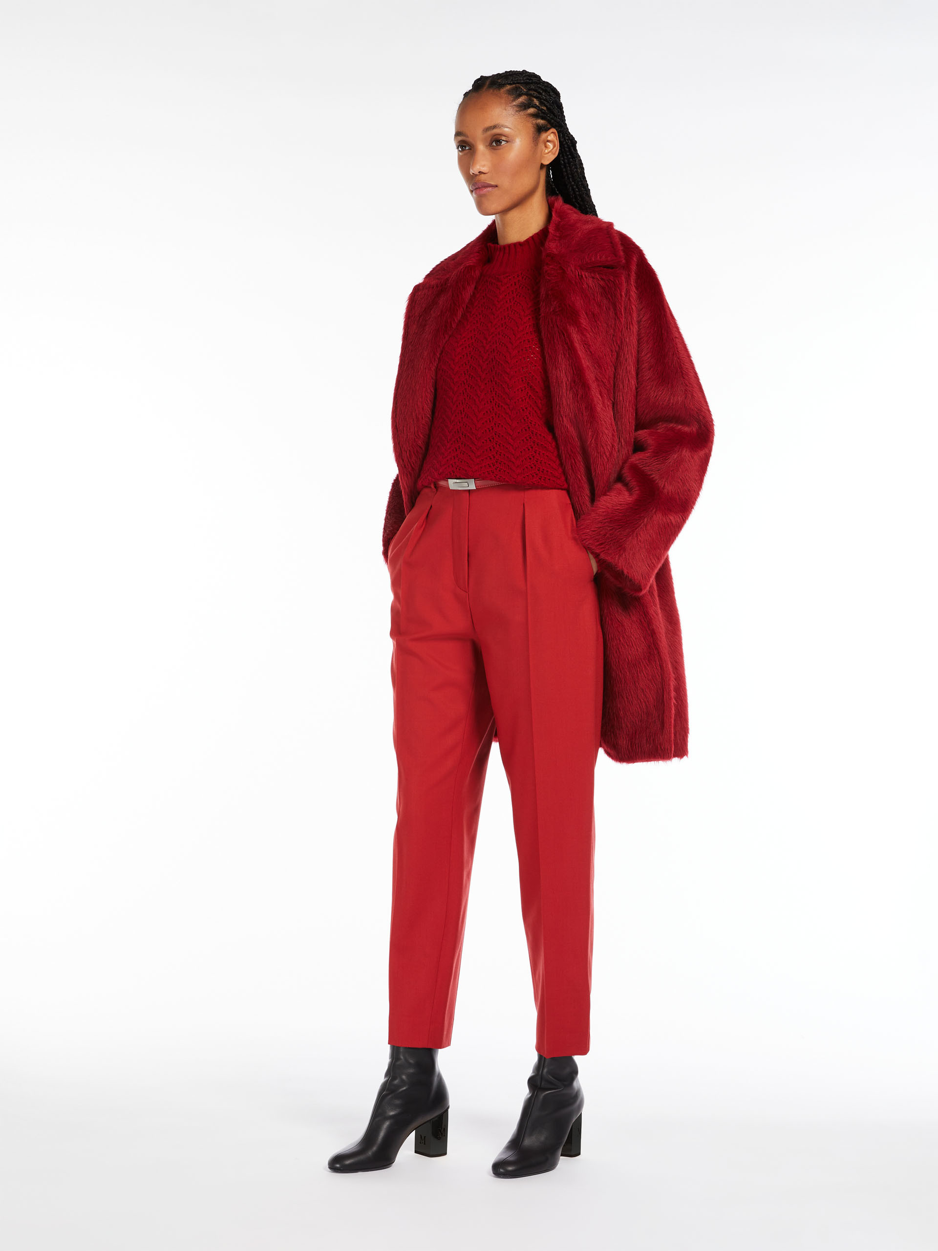 MAX MARA - Wool and cashmere mock polo-neck jumper - RED - MAX MARA SALE