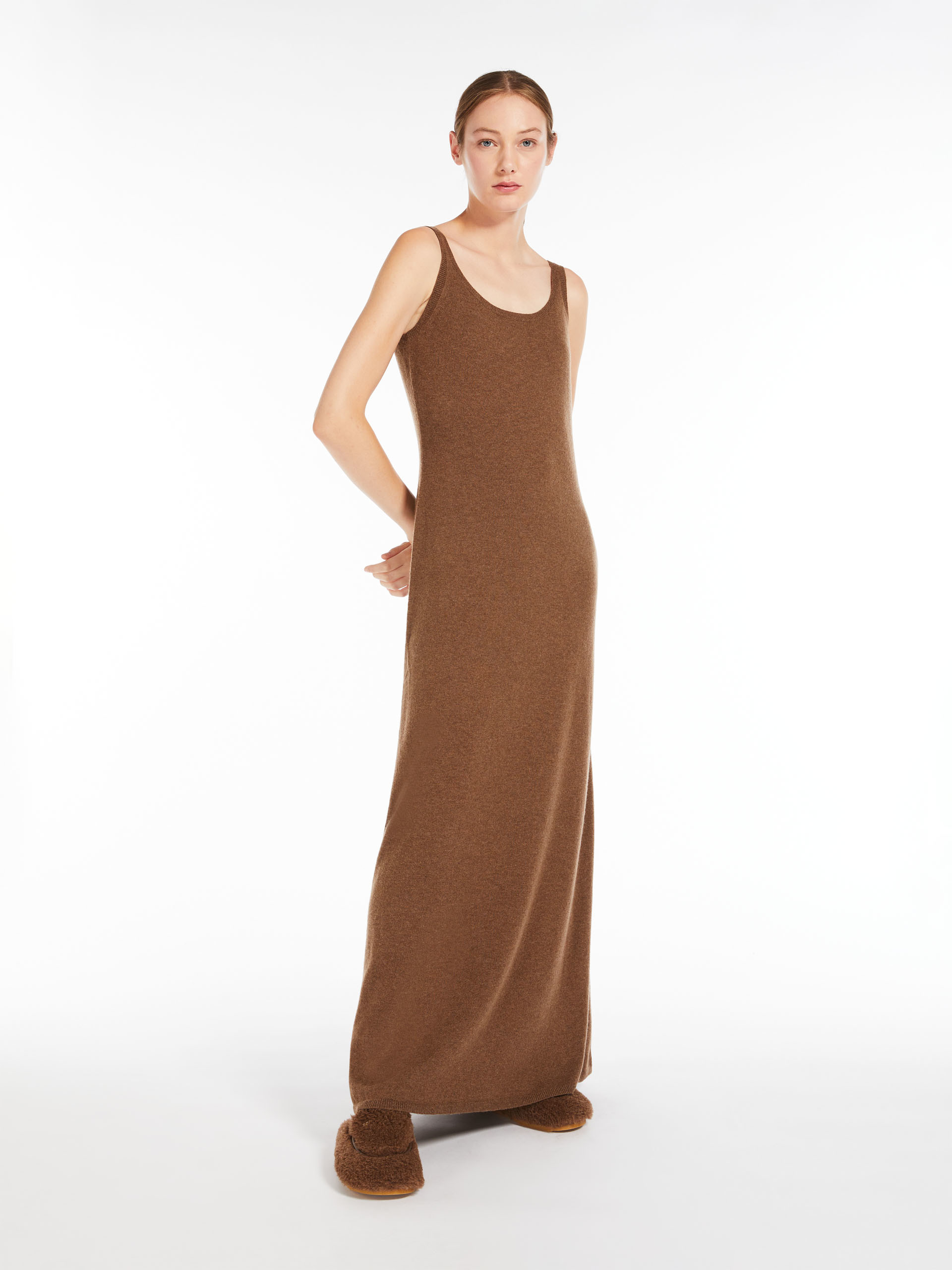 MAX MARA - Wool and cashmere slip dress - LIGHT BROWN - MAX MARA SALE