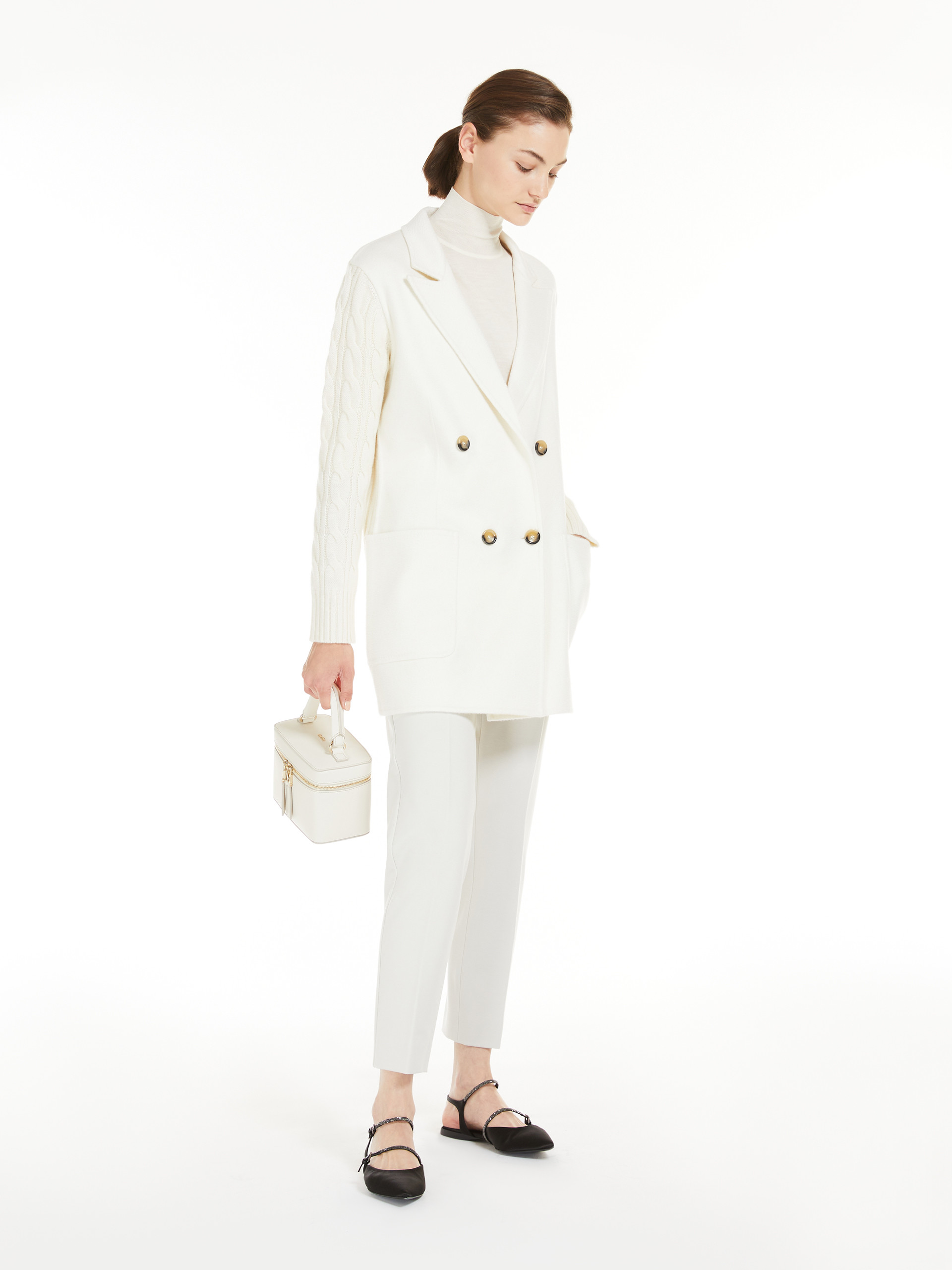 MAX MARA - Double-breasted wool and cashmere jacket - WHITE - MAX MARA SALE