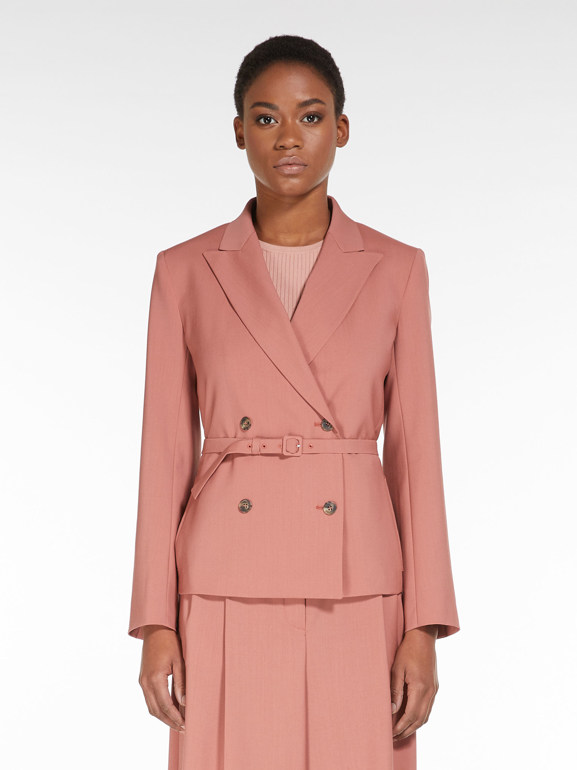 MAX MARA - Double-breasted blazer in wool fabric - TERRA COTTA - MAX MARA SALE