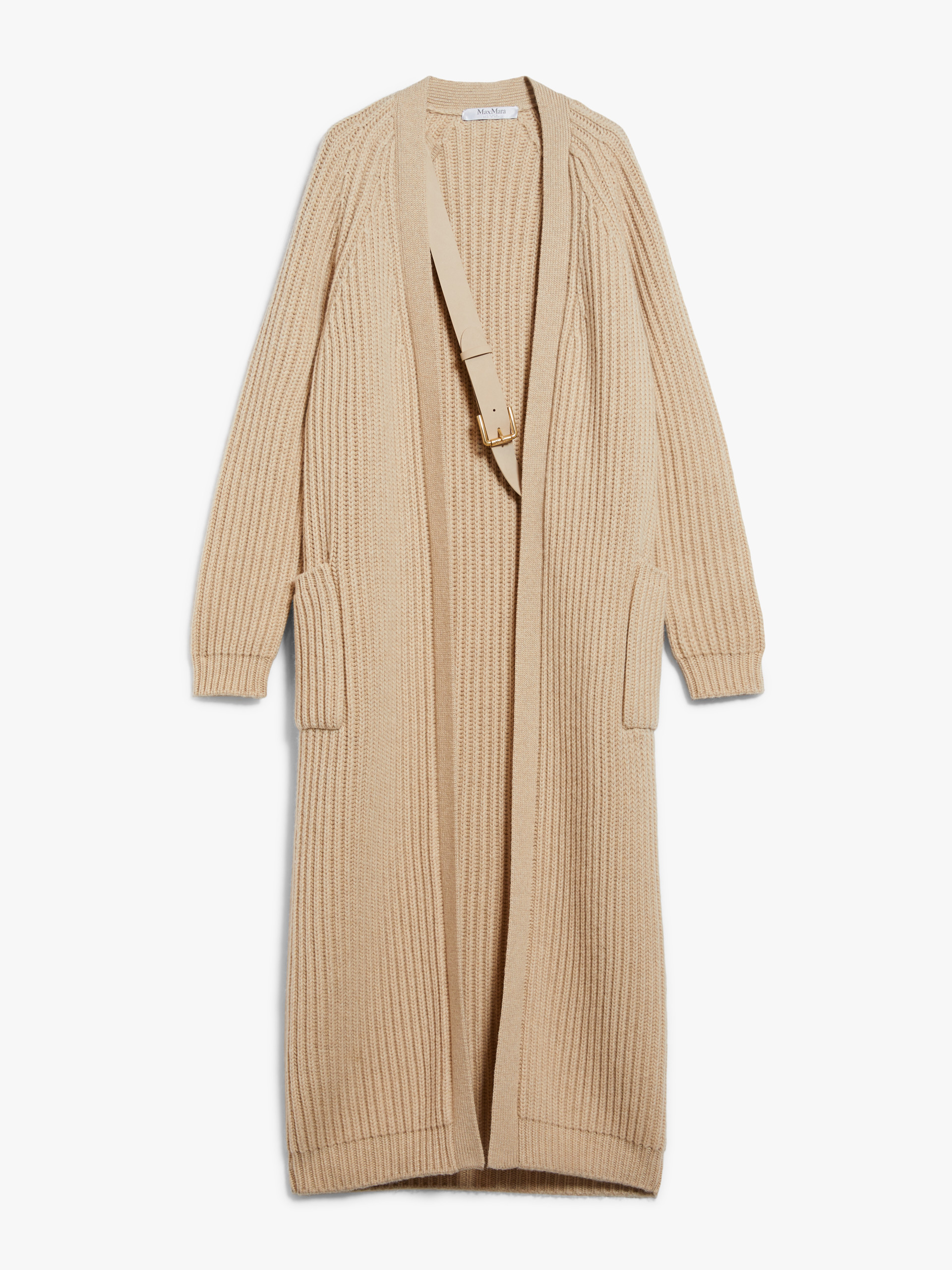 MAX MARA - Long, wool and cashmere cardigan - HONEY - MAX MARA SALE