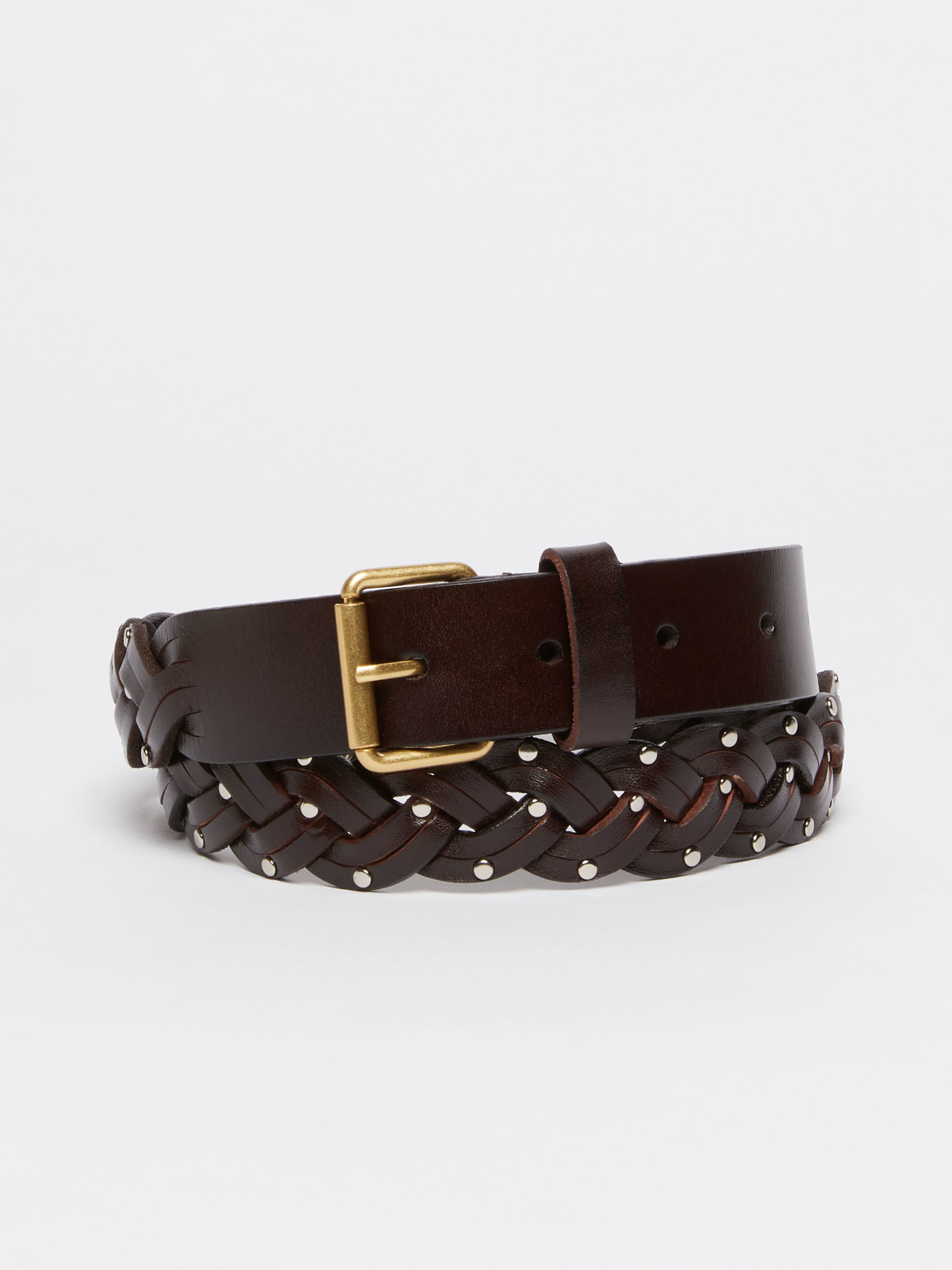 MAX MARA - Plaited leather belt - DARK BROWN - MAX MARA SALE