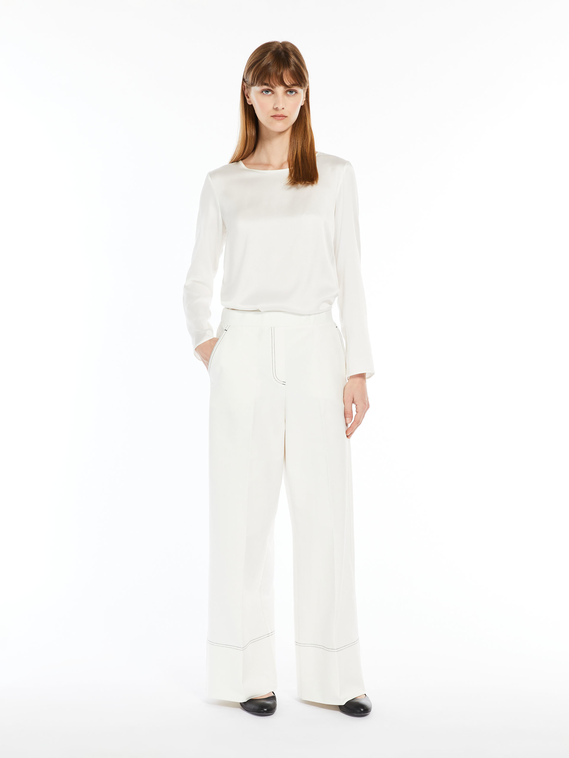 MAX MARA - Silk satin top - WHITE - MAX MARA SALE