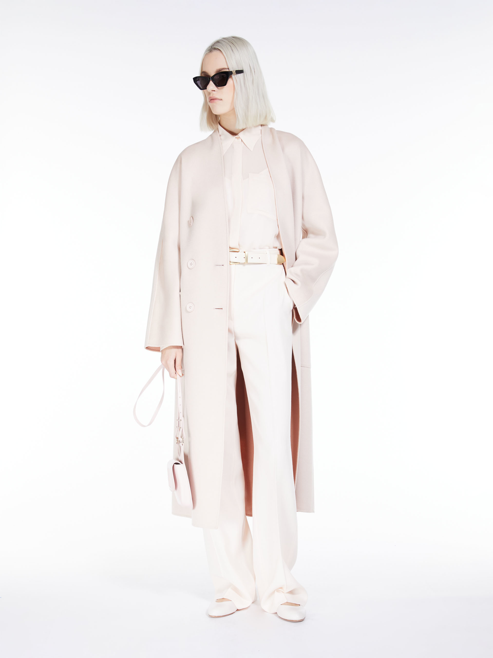 MAX MARA - Double-breasted wool and cashmere coat - POWDER - MAX MARA SALE