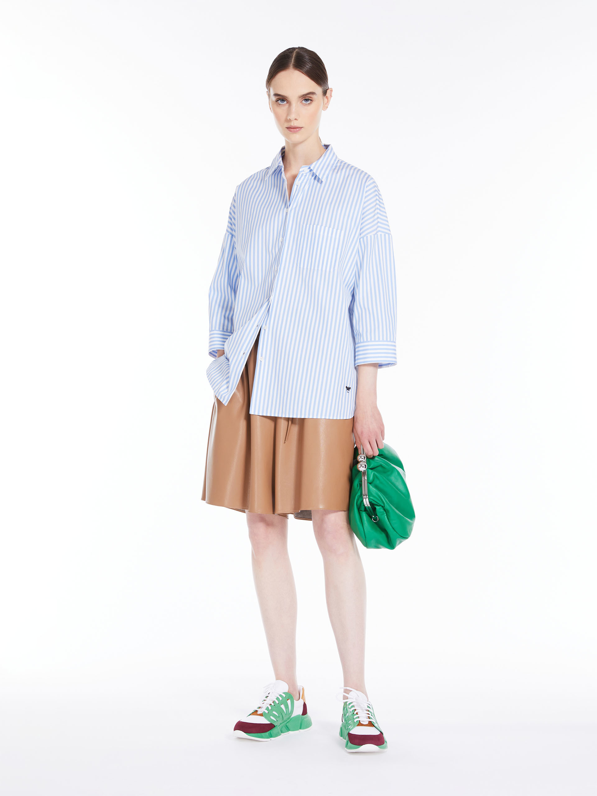 MAX MARA - Loose shirt in striped poplin - LIGHT BLUE - MAX MARA SALE