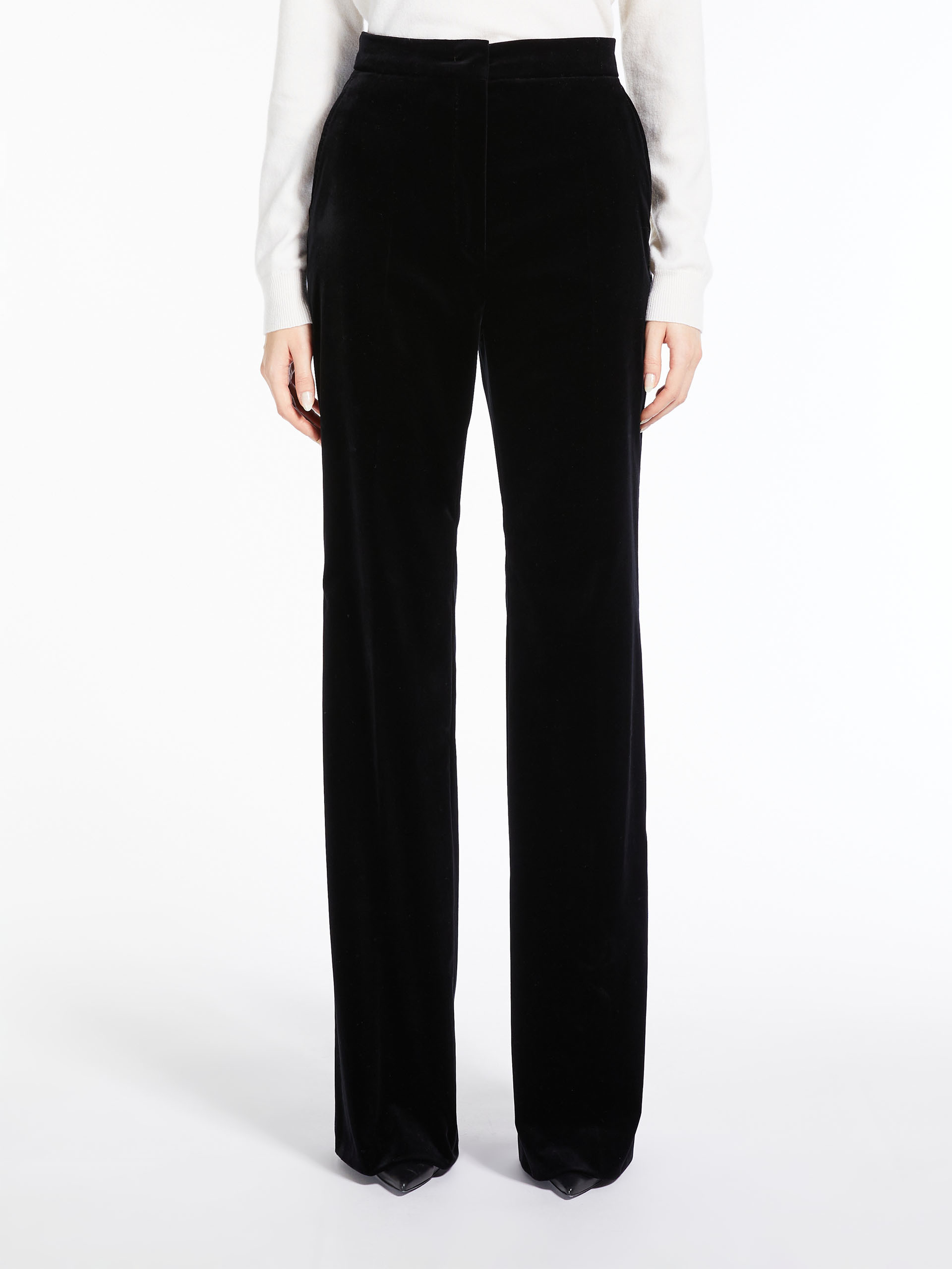 MAX MARA - Cotton velvet trousers - BLACK - MAX MARA SALE