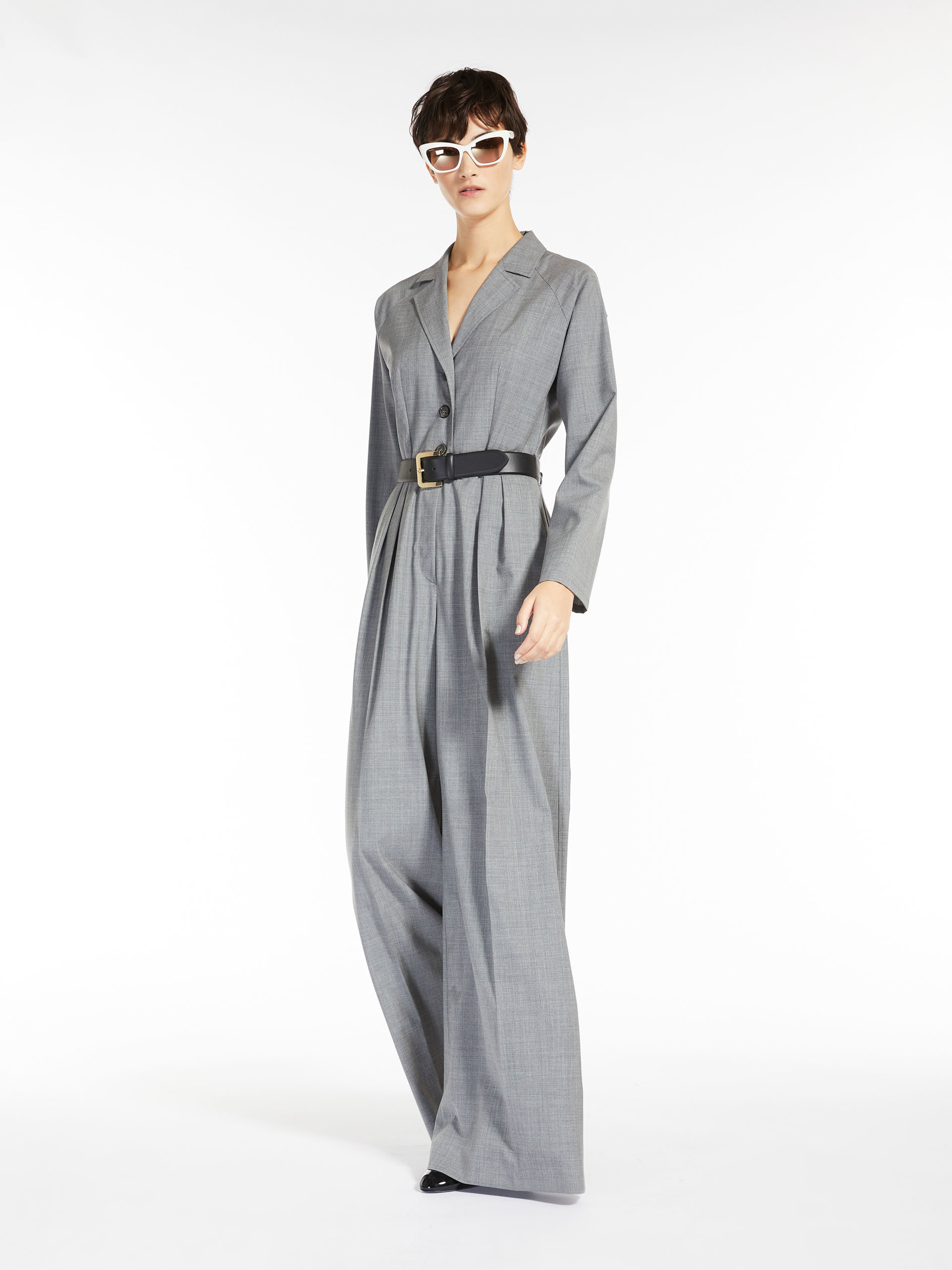 MAX MARA - Wool shirt-style jumpsuit - MEDIUM GREY - MAX MARA SALE