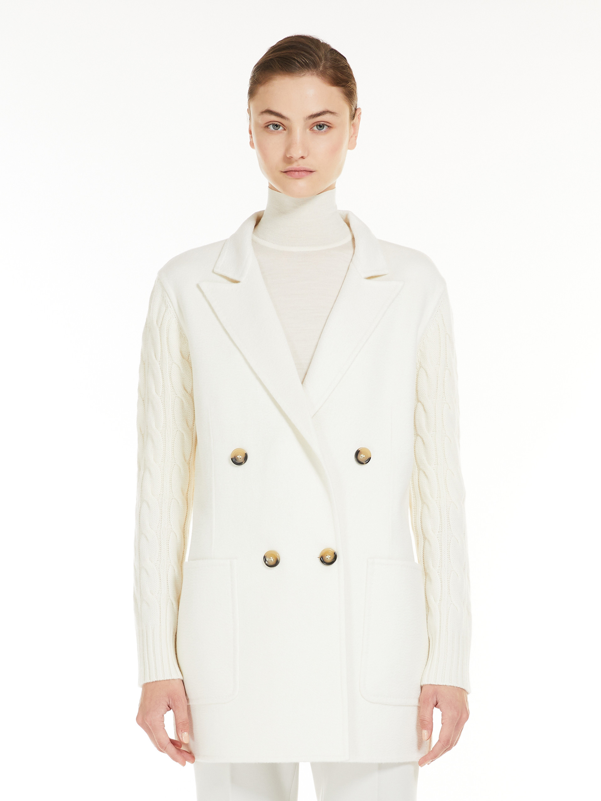 MAX MARA - Double-breasted wool and cashmere jacket - WHITE - MAX MARA SALE