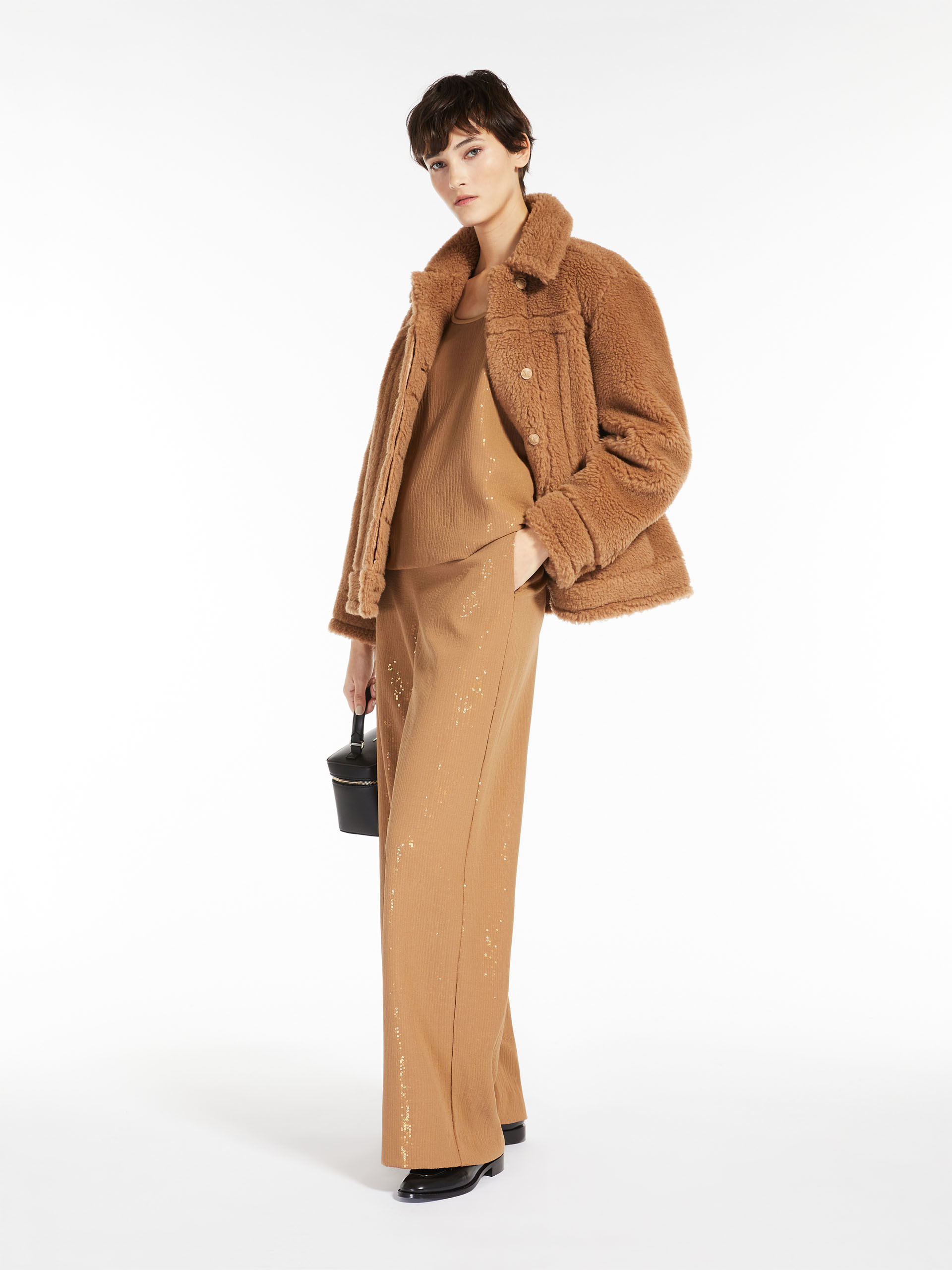 MAX MARA - Short jacket in Teddy fabric - CAMEL - MAX MARA SALE