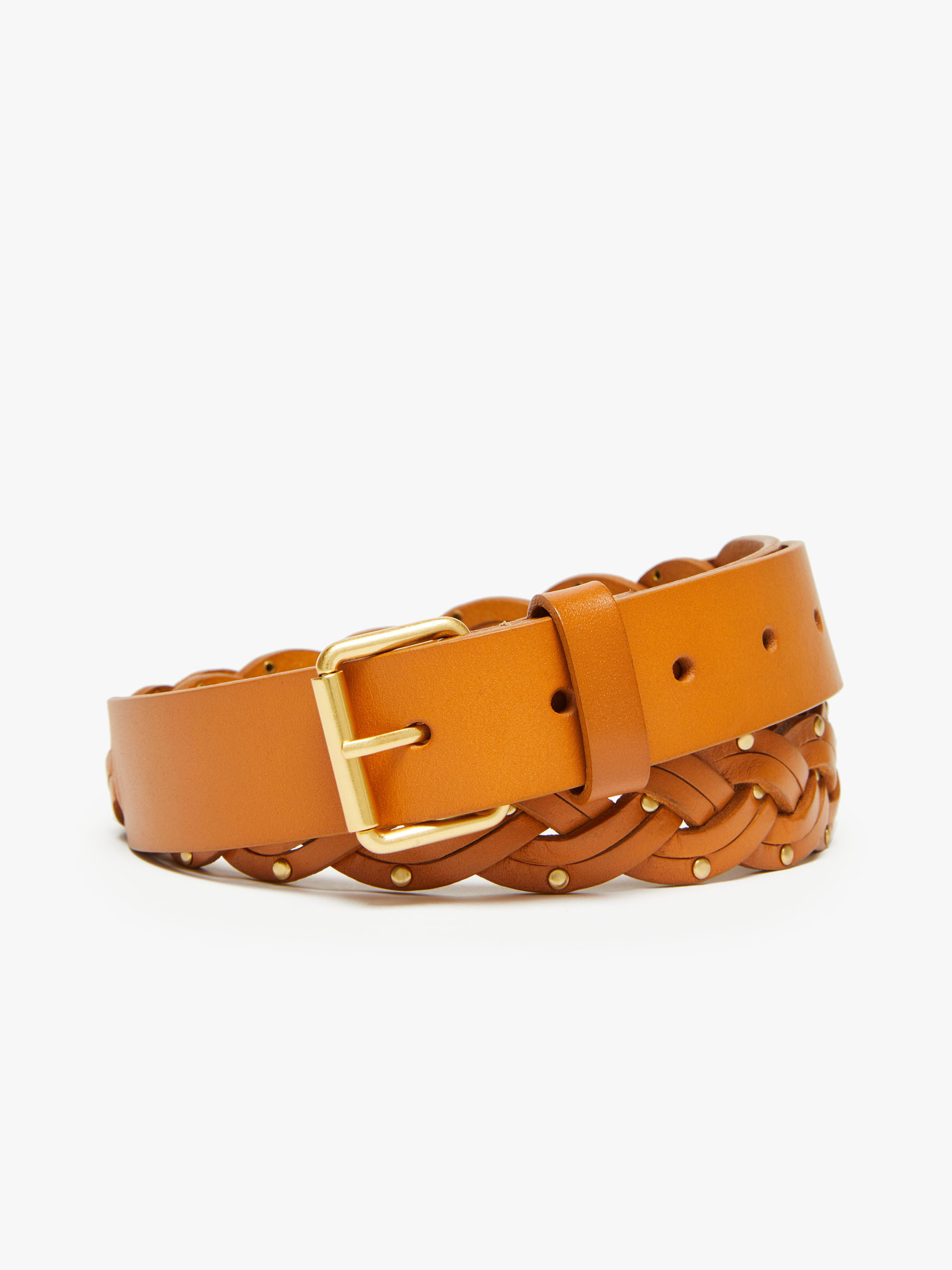 MAX MARA - Plaited leather belt - TOBACCO - MAX MARA SALE