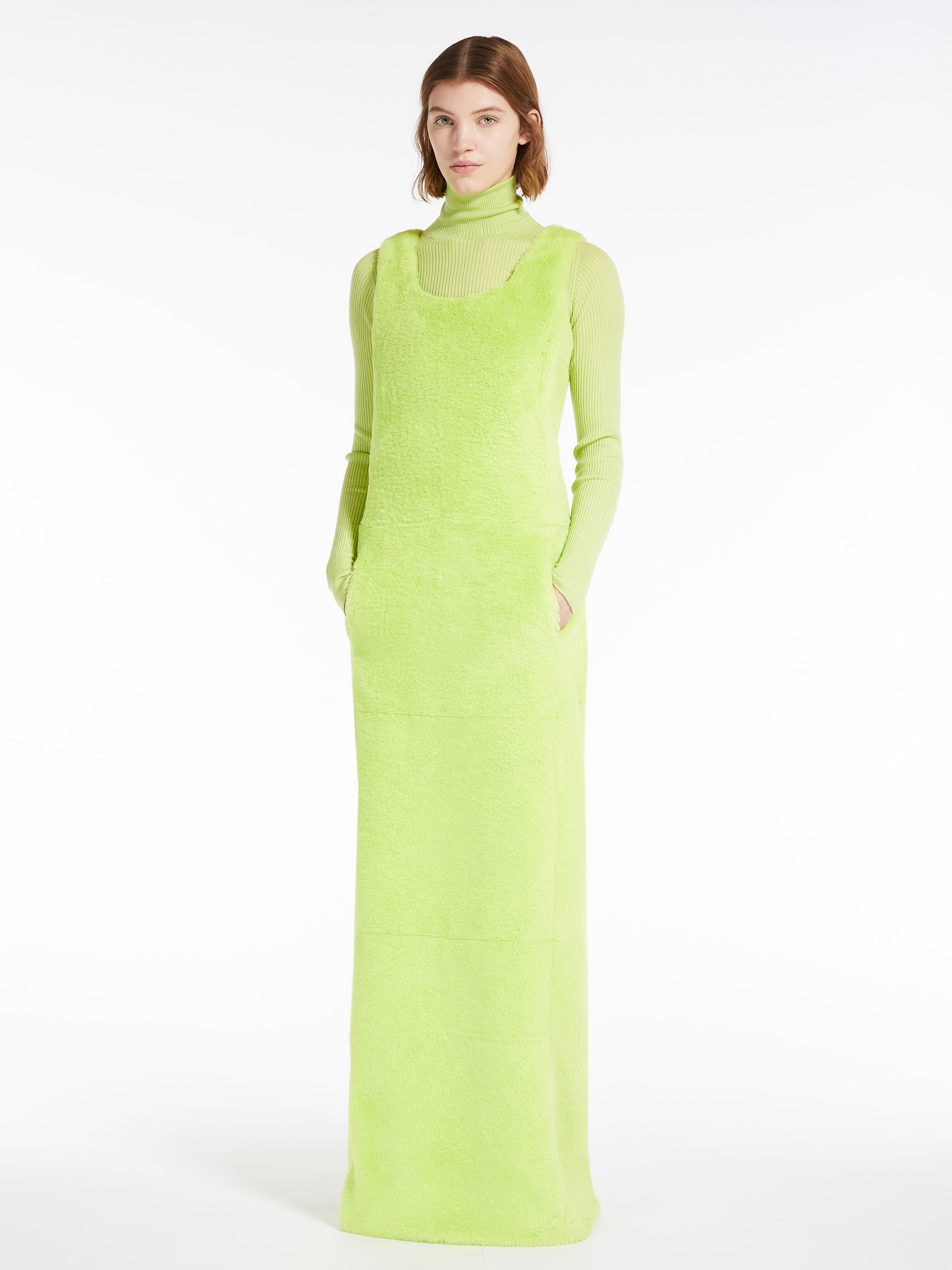 Pure virgin wool mock polo-neck sweater - LIME - MAX MARA SALE