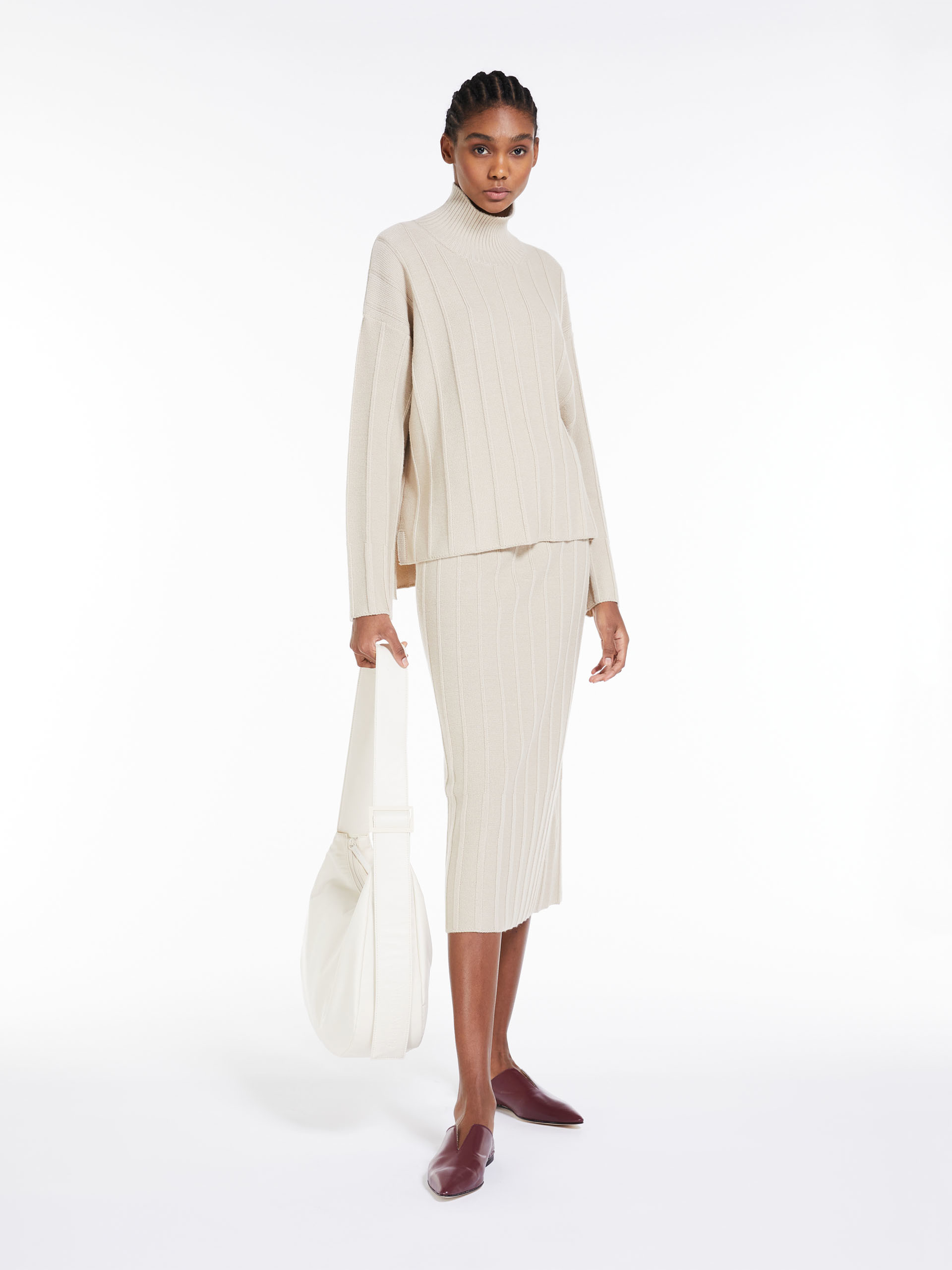MAX MARA - Ribbed cotton and wool knit jumper - ALBINO - MAX MARA SALE