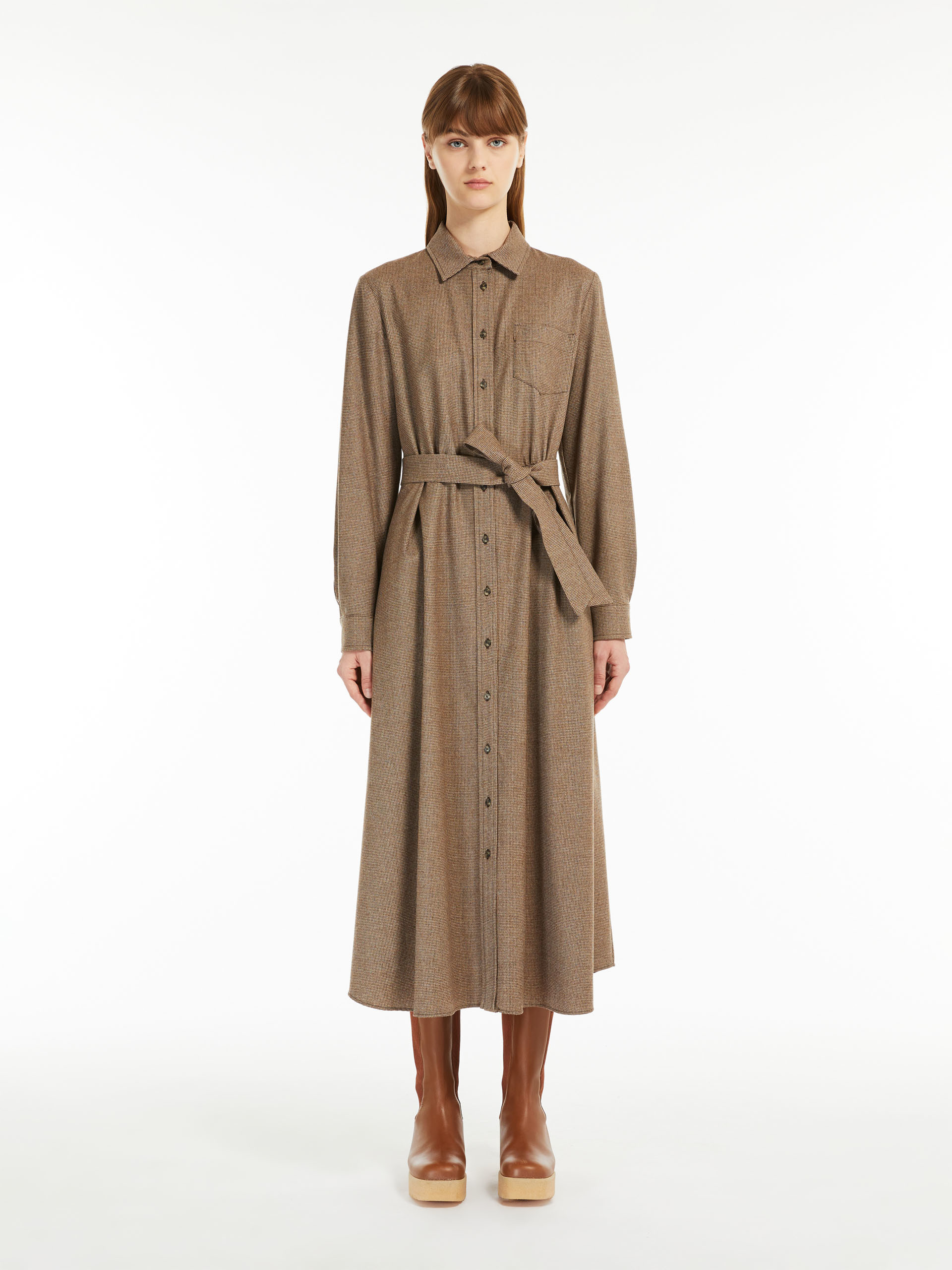 MAX MARA - Wool flannel dress - CAMEL - MAX MARA SALE