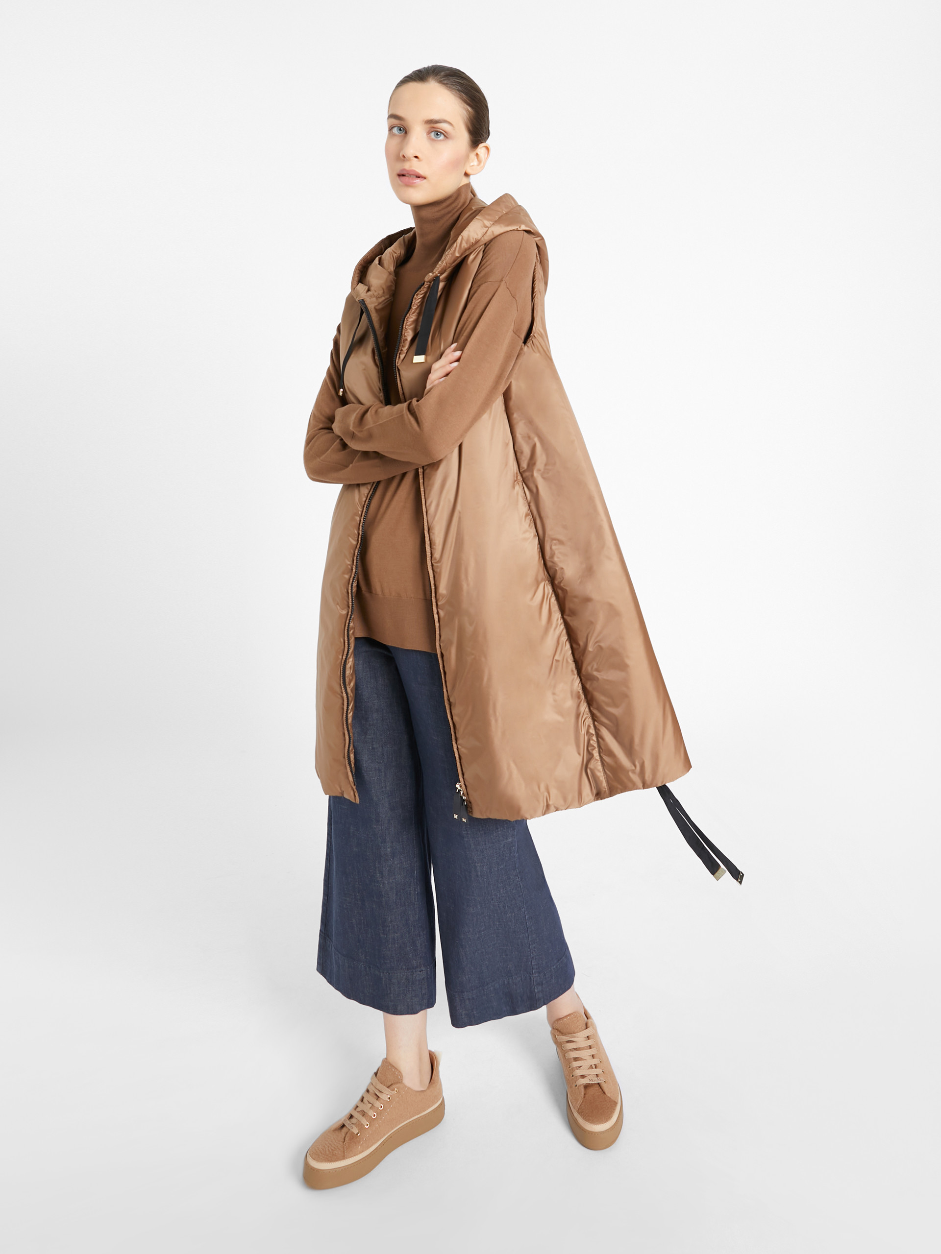 MAX MARA - Water-resistant technical canvas gilet - CARAMEL - MAX MARA SALE