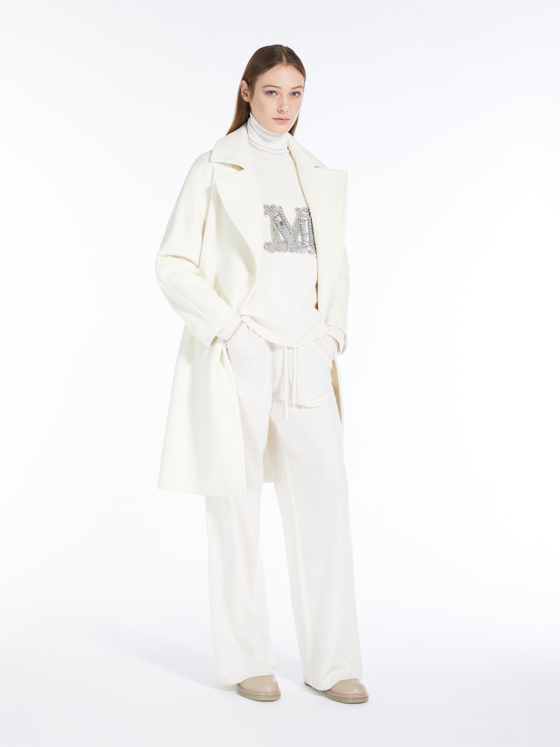 MAX MARA - Cashmere and wool robe coat - WHITE - MAX MARA SALE