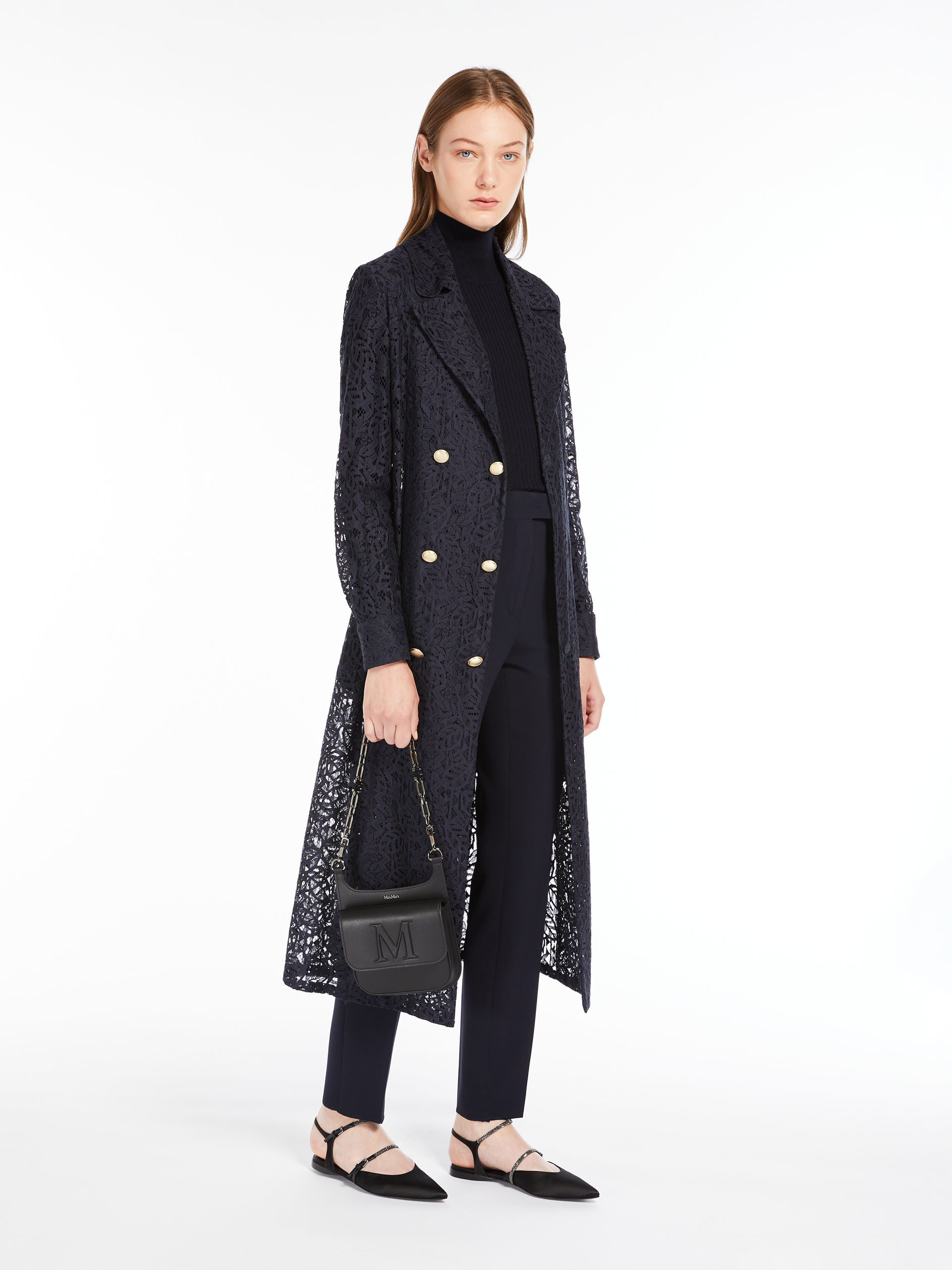 MAX MARA - Rib-knit wool and silk polo-neck sweater - NAVY - MAX MARA SALE