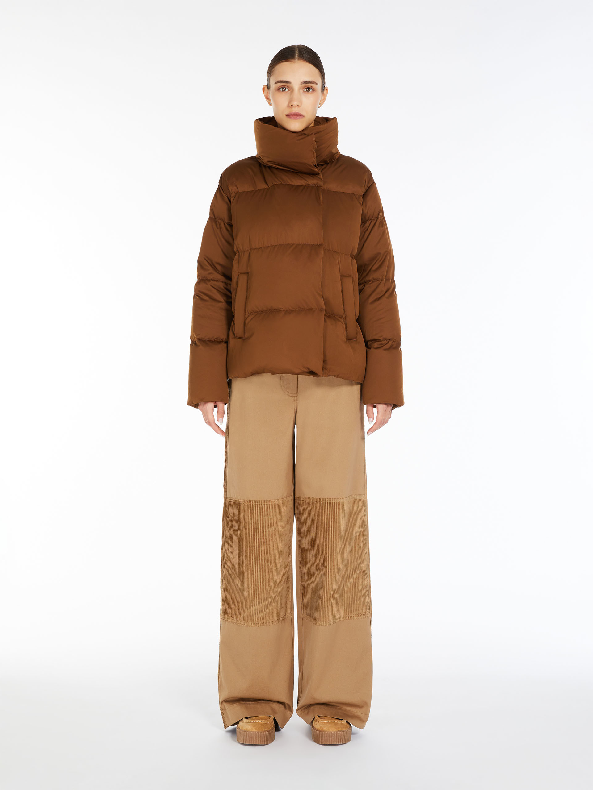 MAX MARA - Water-repellent satin down jacket - HAZELNUT BROWN - MAX MARA SALE