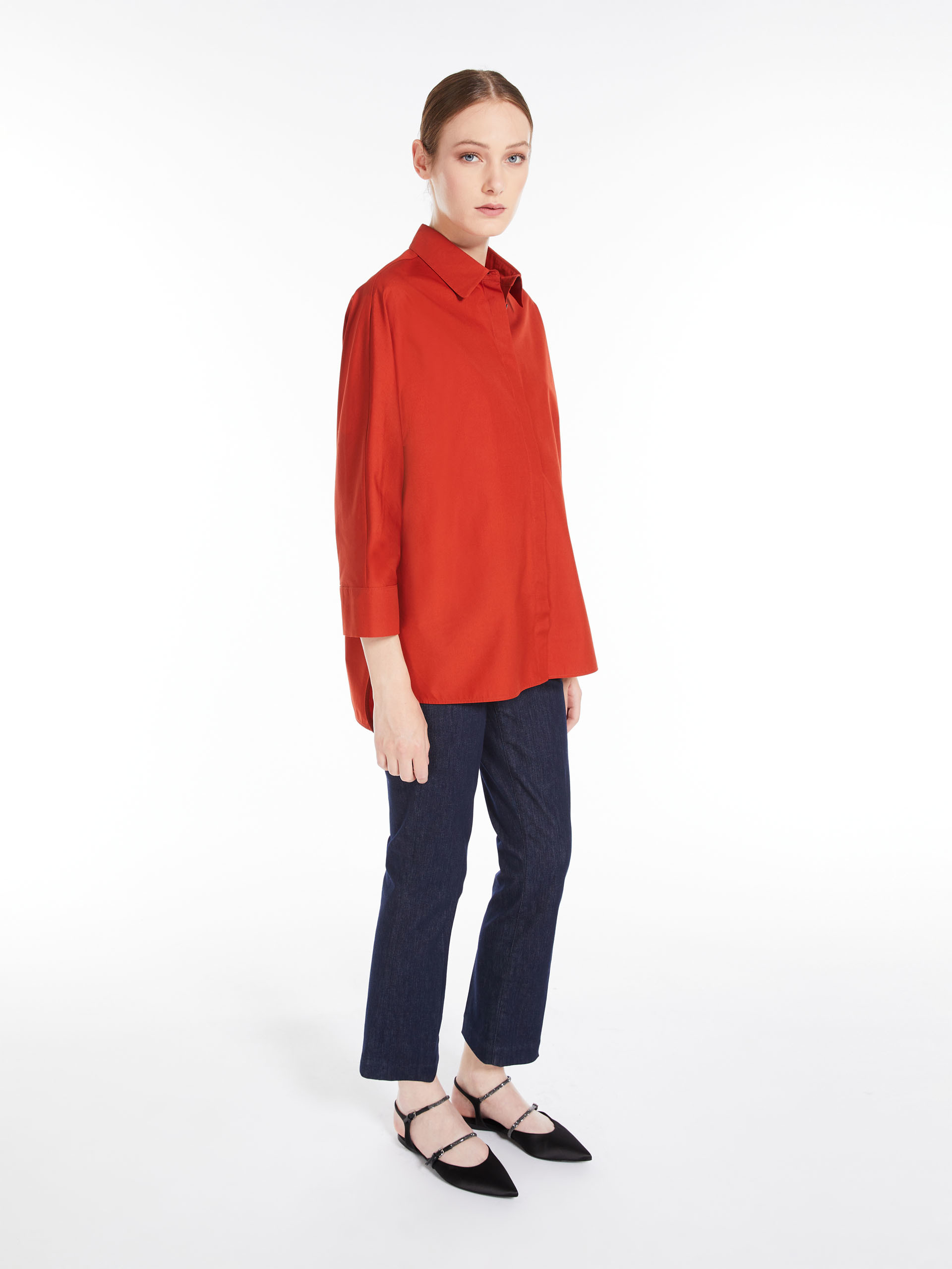 MAX MARA - Cotton poplin shirt - ORANGE - MAX MARA SALE