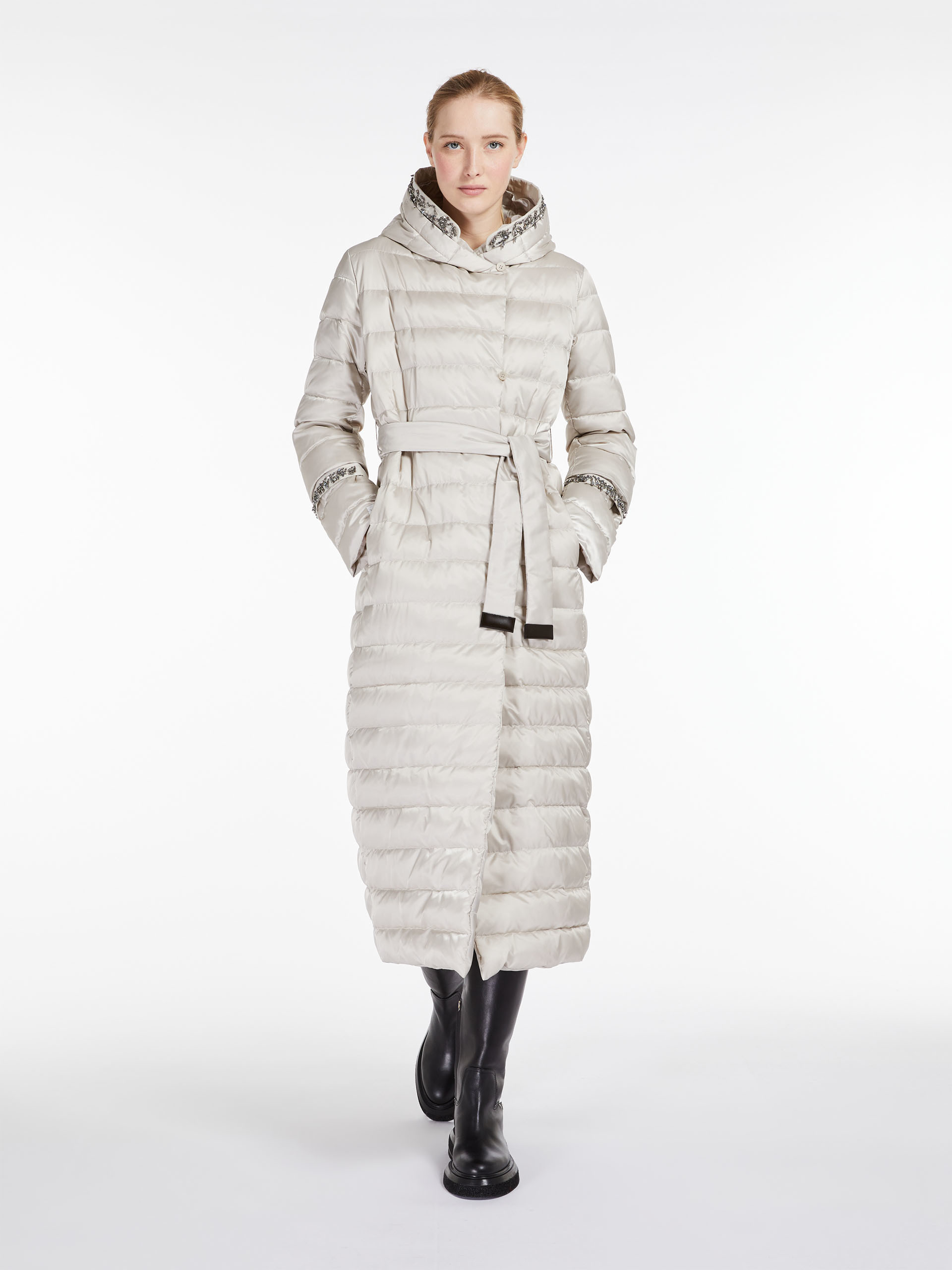 MAX MARA - Reversible water-repellent satin robe coat - ICE - MAX MARA SALE