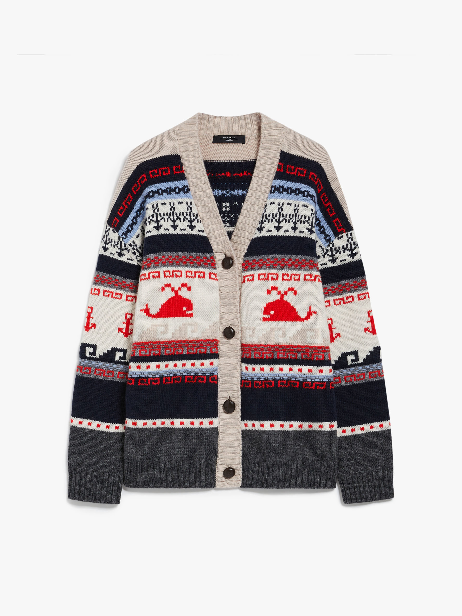 MAX MARA - Wool jacquard cardigan - BEIGE - MAX MARA SALE