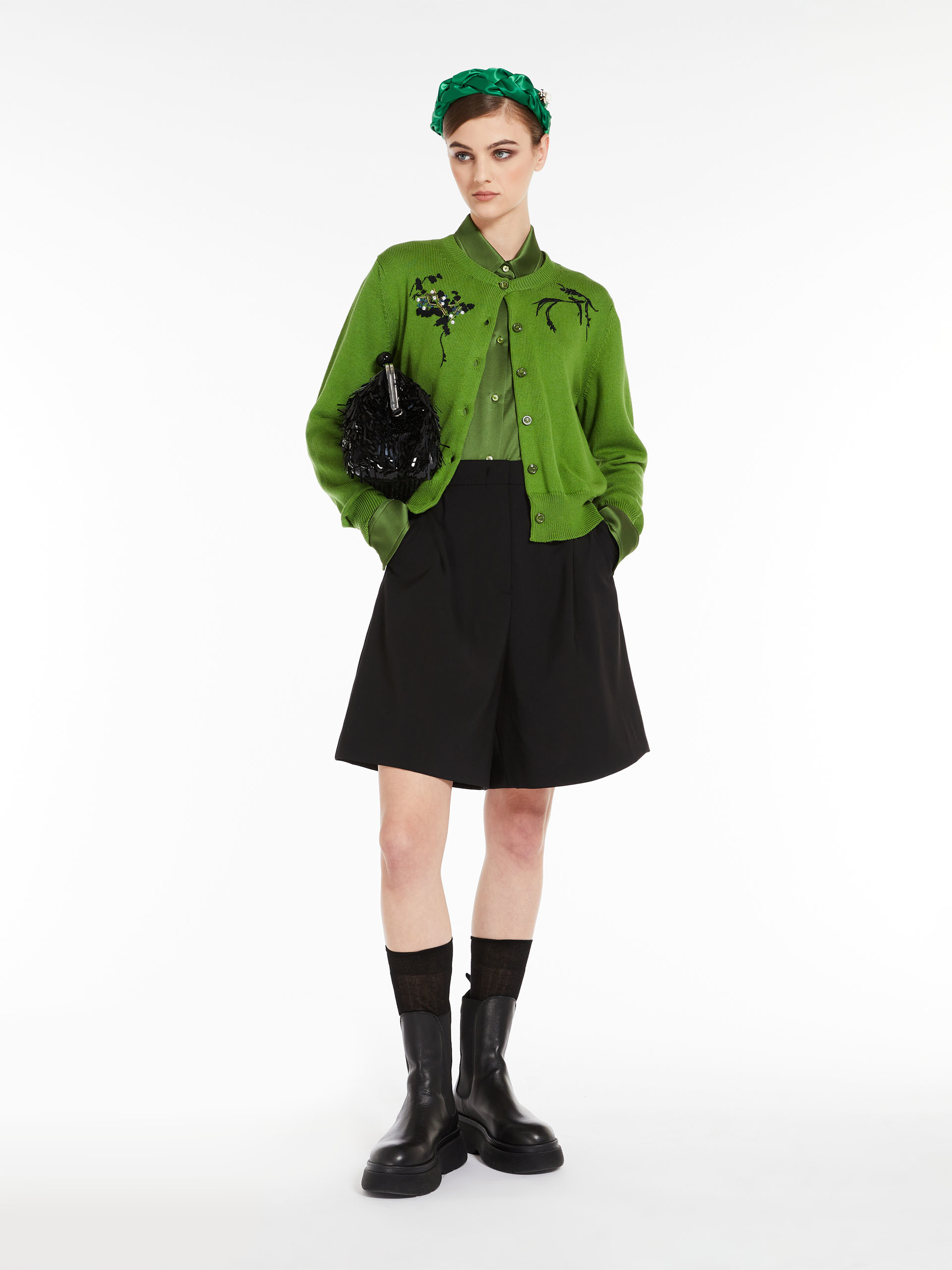 MAX MARA - Flowing satin jacket - GREEN - MAX MARA SALE
