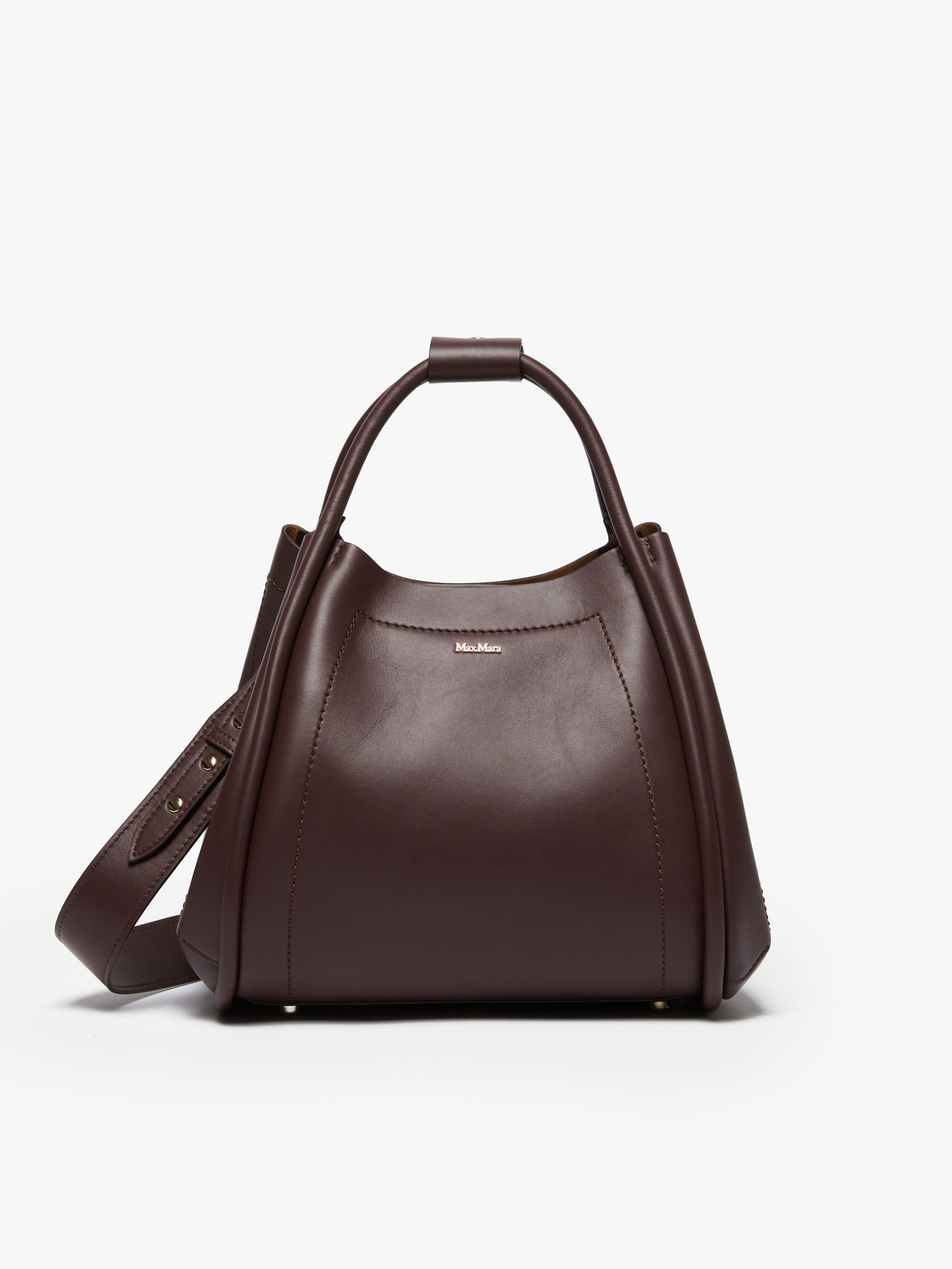MAX MARA - Small leather Marine Bag - BORDEAUX - MAX MARA SALE