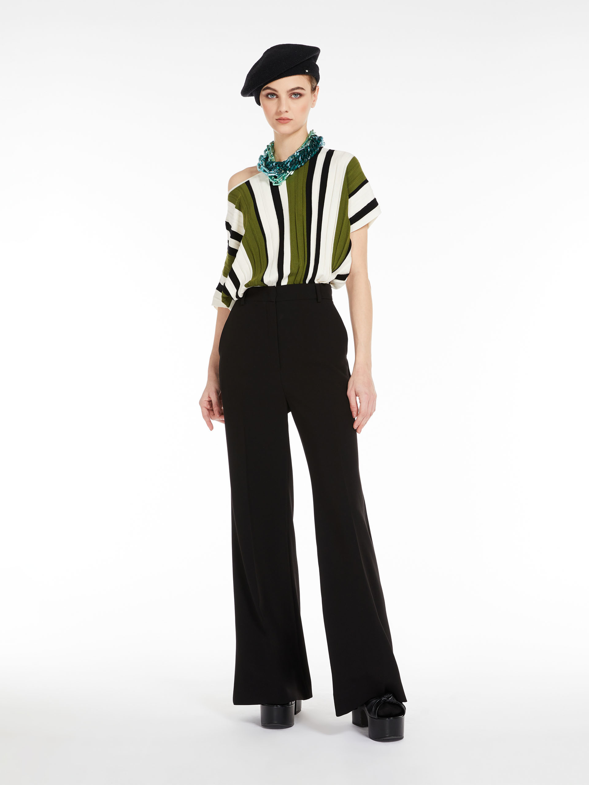 MAX MARA - Pleated top in viscose yarn - GREEN - MAX MARA SALE