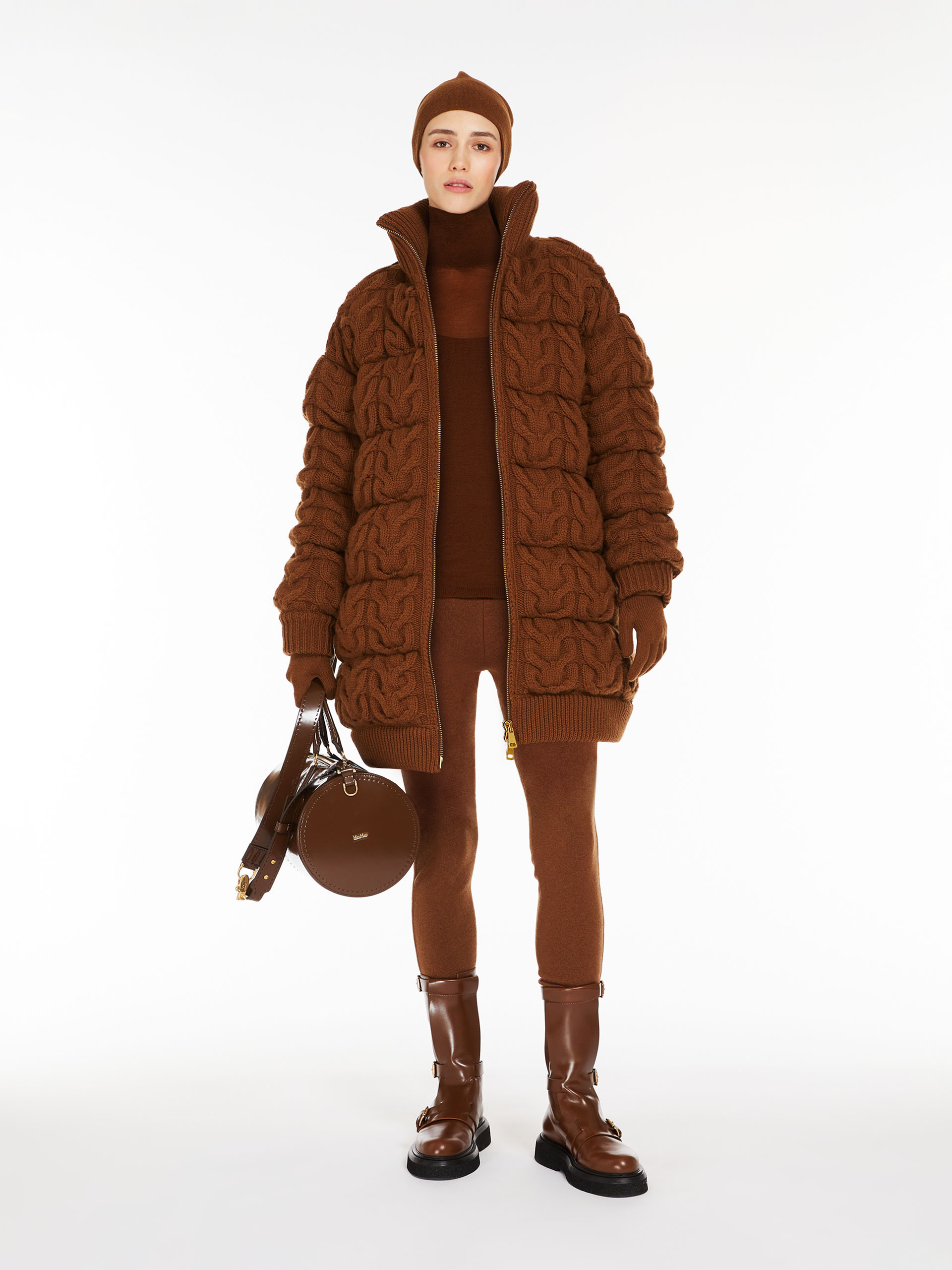 MAX MARA - Wool and cashmere down jacket - TOBACCO - MAX MARA SALE